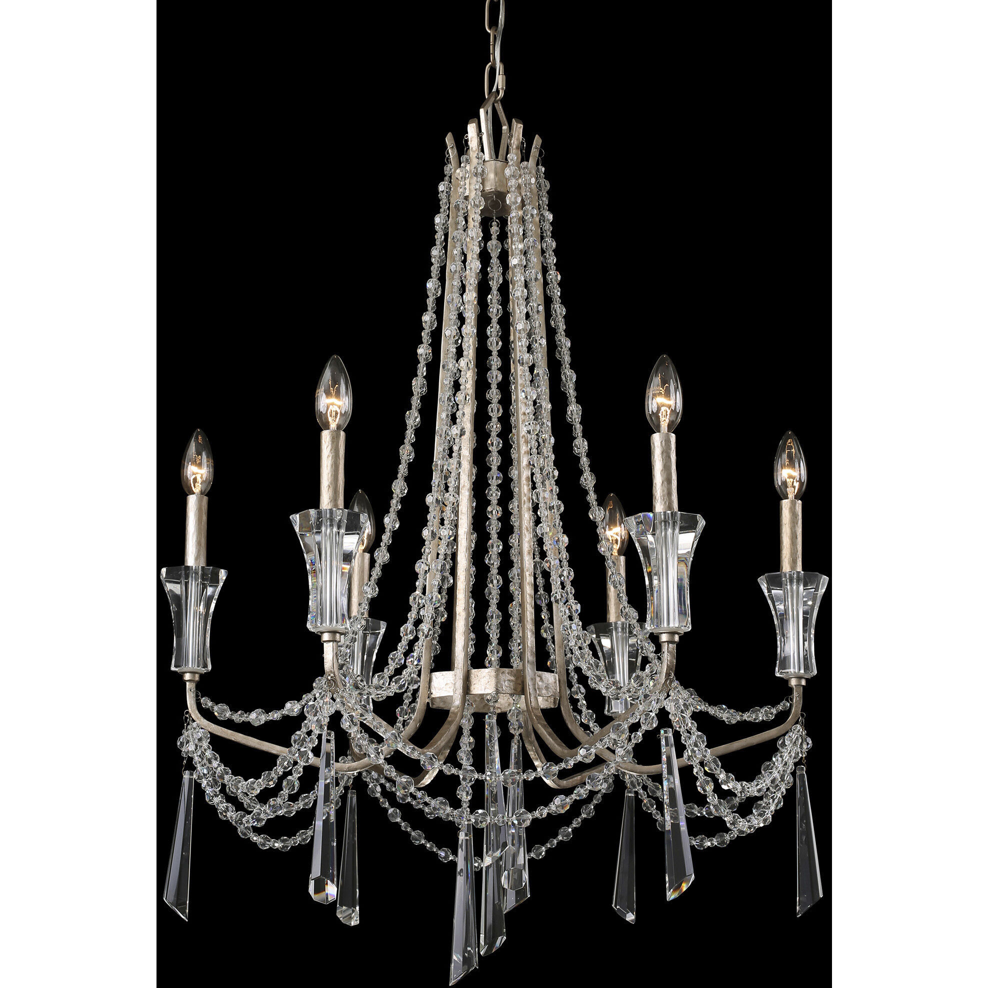 Barcelona 6 Light 27 inch Transcend Silver Chandelier Ceiling Light