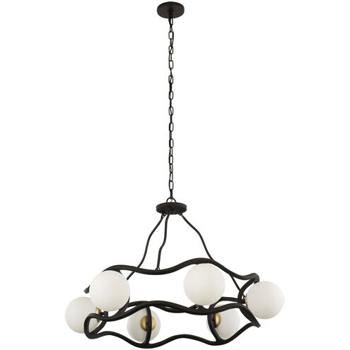 Black Betty 6 Light 36 inch Carbon and French Gold Chandelier Ceiling Light