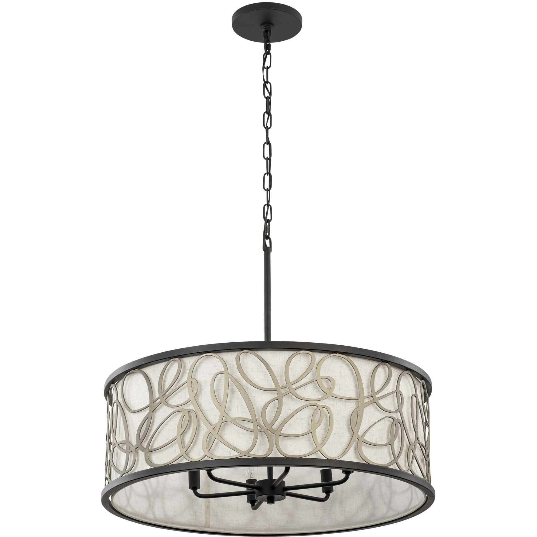 Scribble 6 Light 28 inch Matte Black with Artifact Pendant Ceiling Light, Smithsonian Collaboration