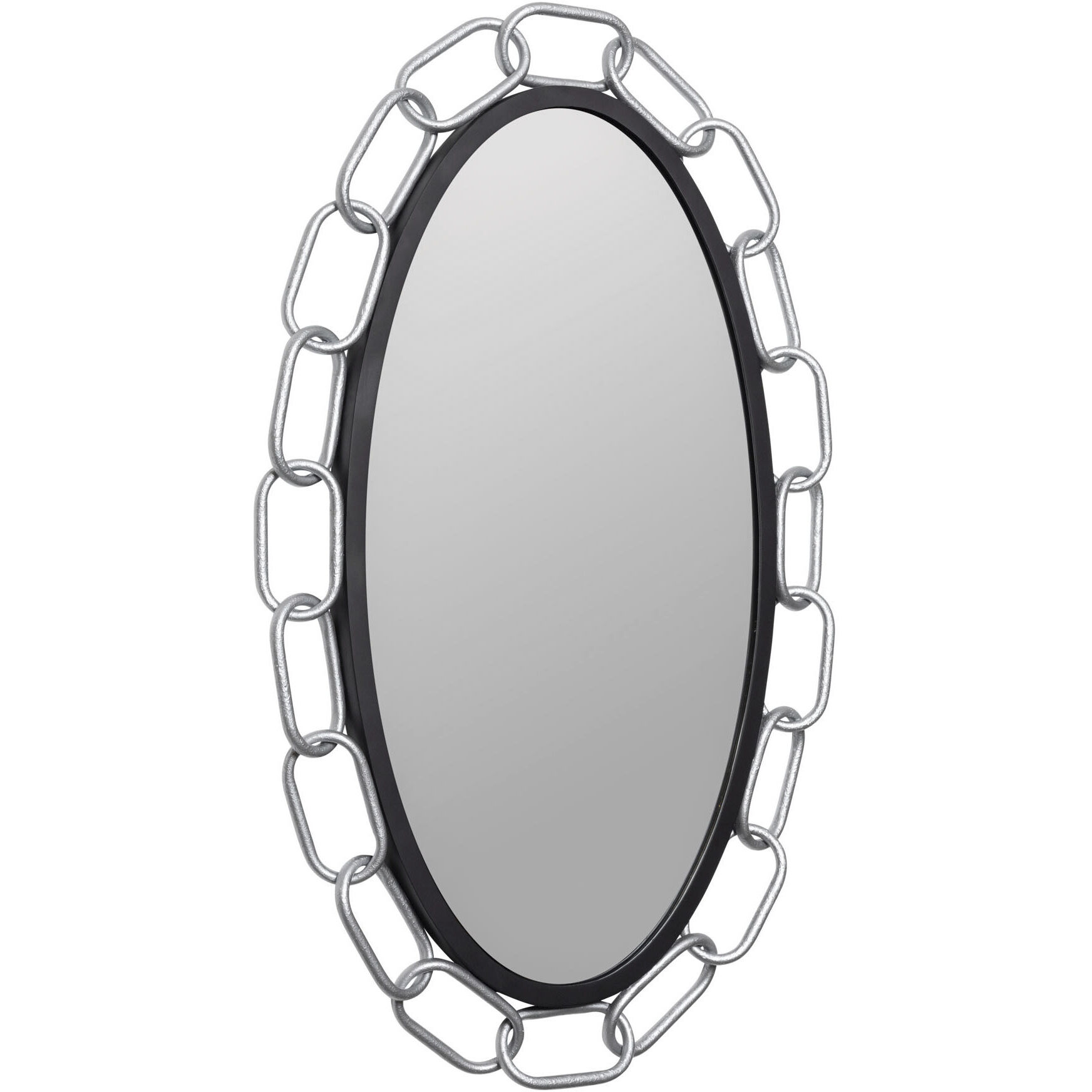 Chains of Love 40 X 24 inch Matte Black and Textured Silver Wall Mirror