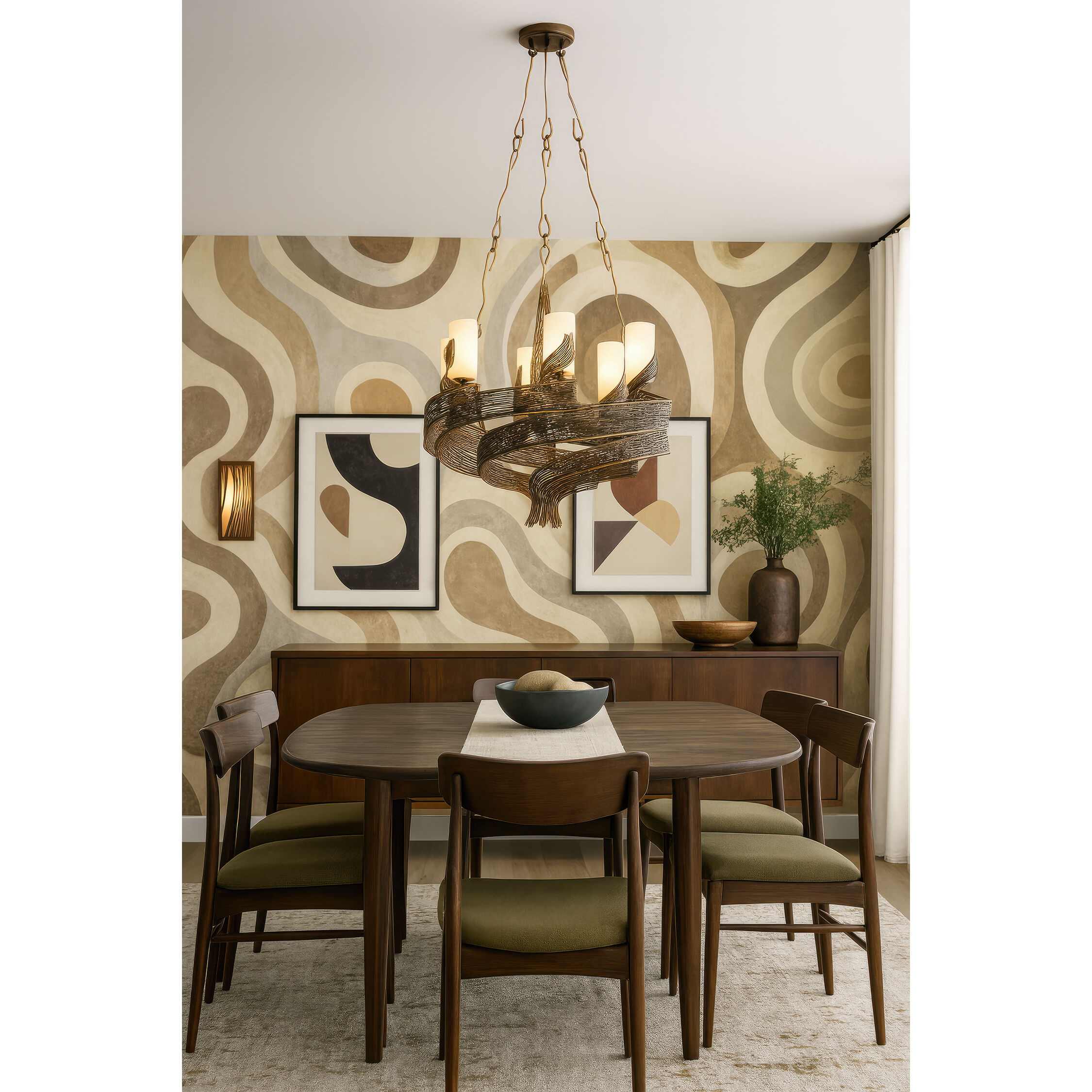 Flow 6 Light 28.5 inch Hammered Ore Chandelier Ceiling Light