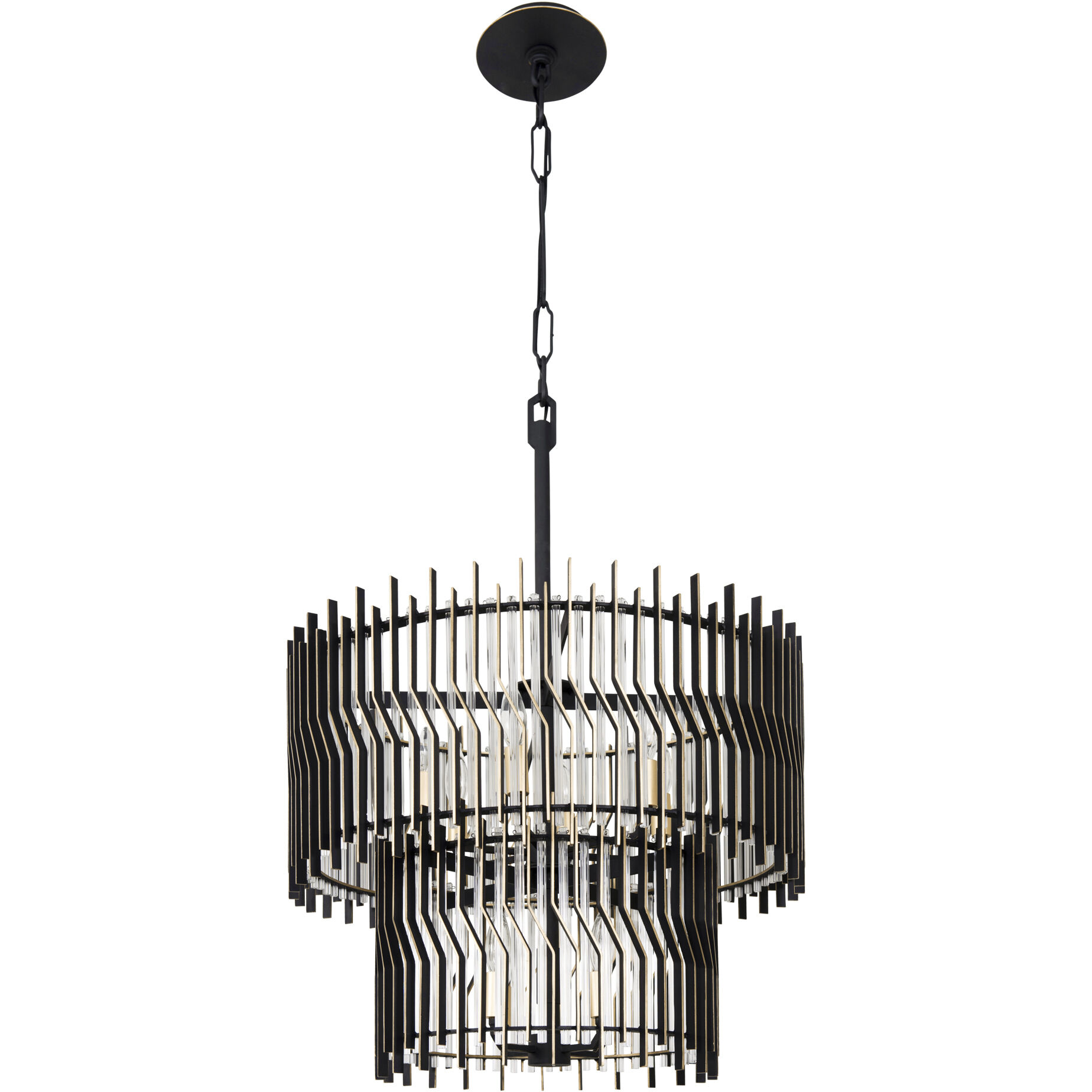 Park Row 10 Light 24 inch Matte Black and French Gold Chandelier Ceiling Light