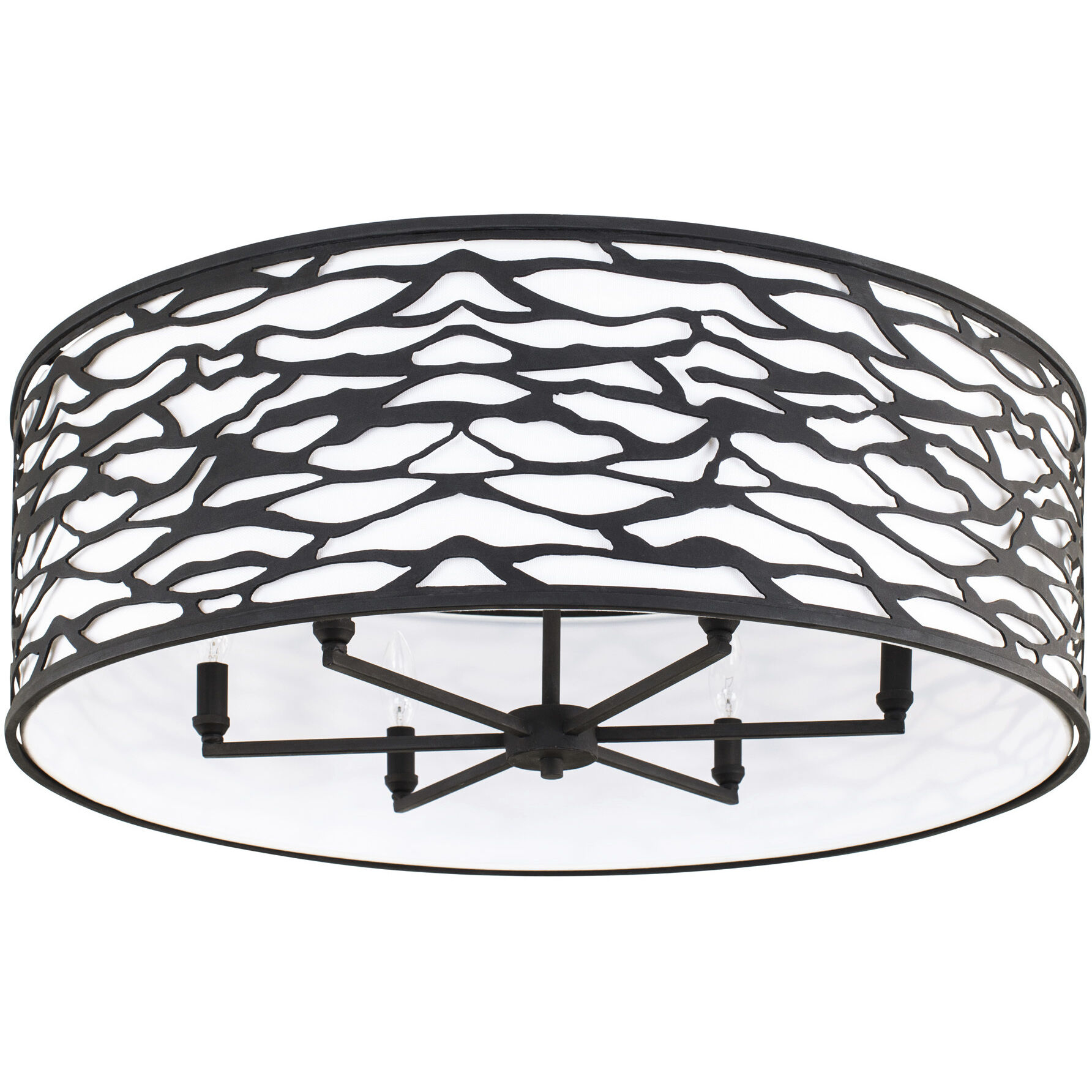Kato 6 Light 30 inch Carbon Black Semi-Flush Mount Ceiling Light
