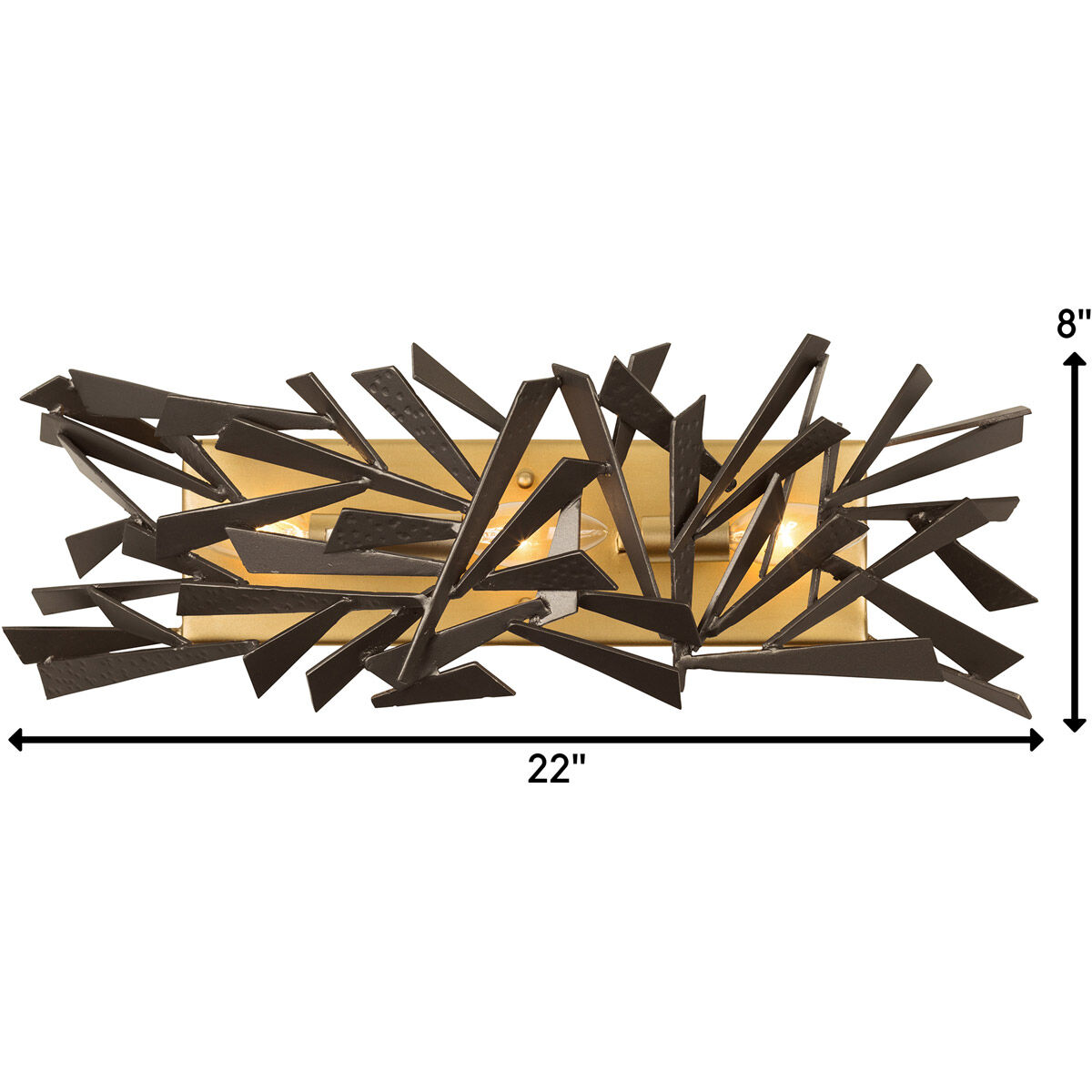 Bermuda 3 Light 22 inch Antique Gold with Rustic Bronze Bath Vanity Wall Light 