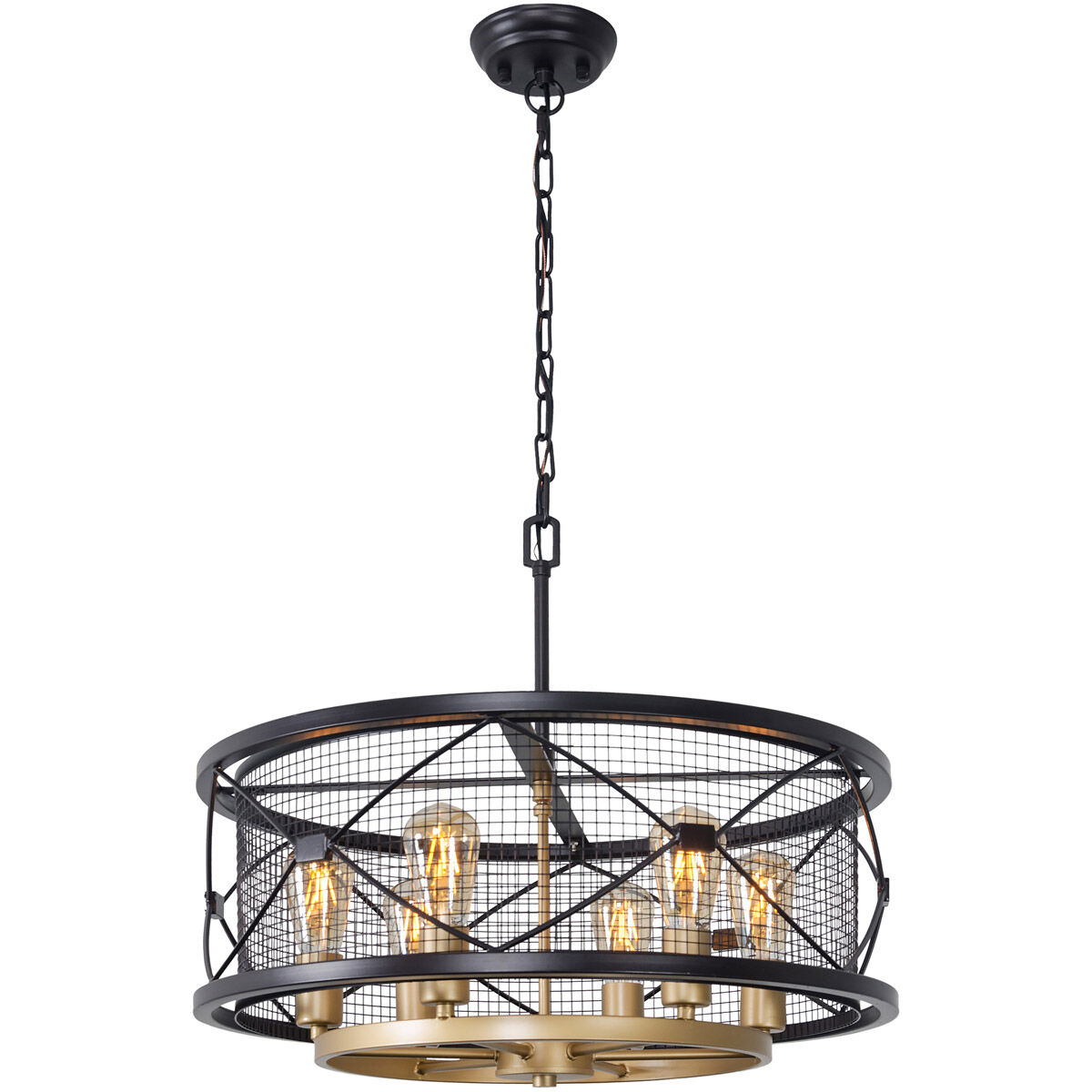 Harlequin 6 Light 23 inch Warm Bronze and Gold Pendant Ceiling Light