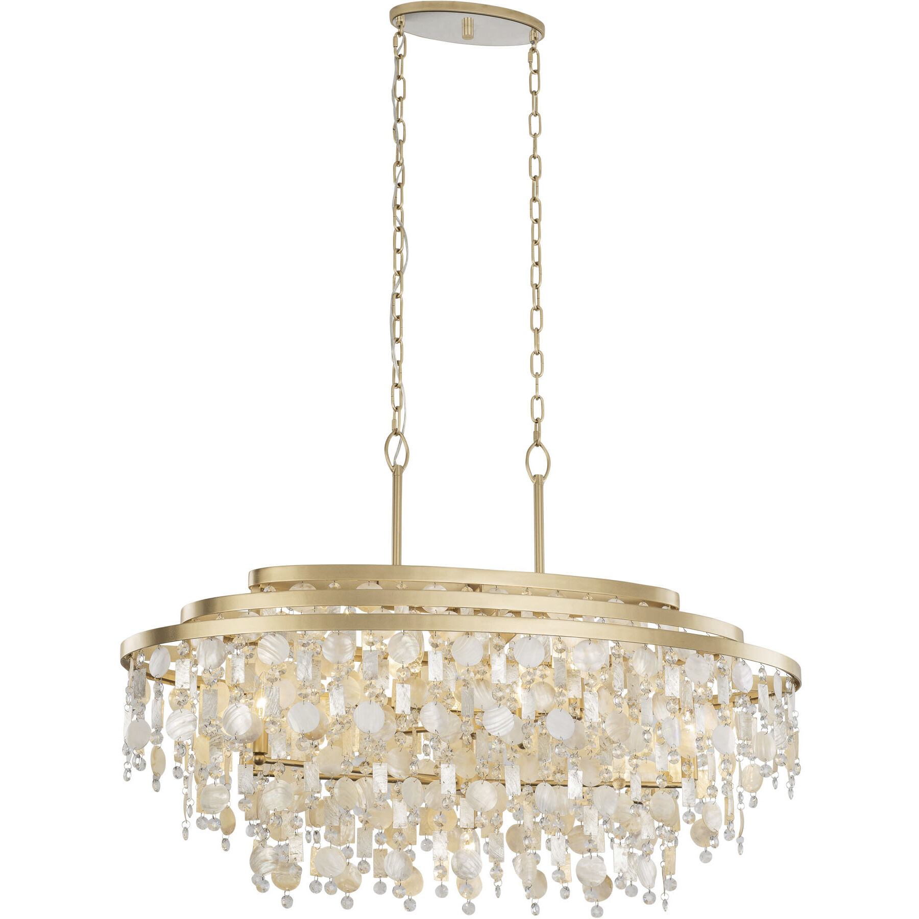 Kalani 9 Light 42 inch French Gold Linear Pendant Ceiling Light, Smithsonian Collaboration