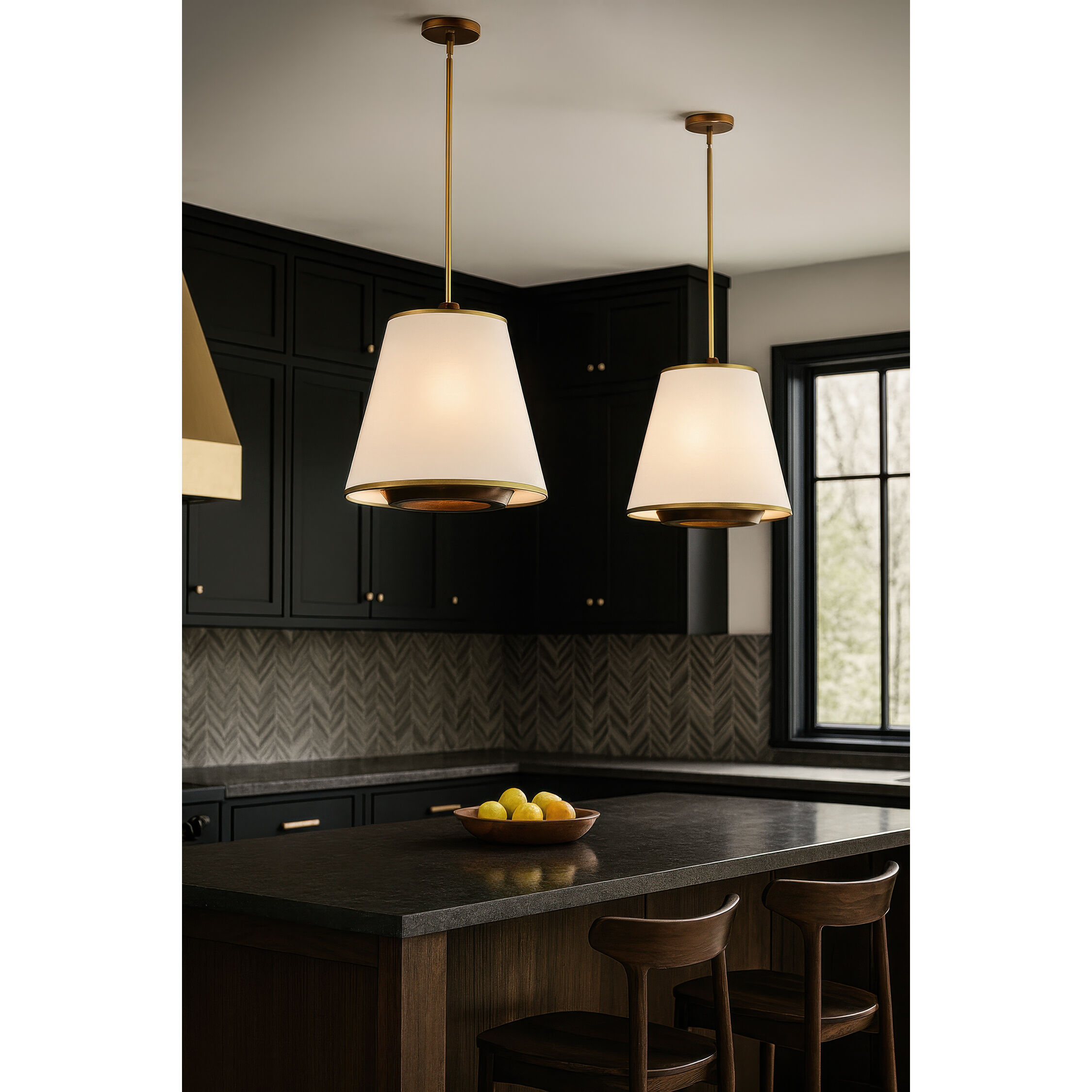 Desert Flyer 3 Light 16 inch Satin Brass with Medium Walnut Foyer Pendant Ceiling Light