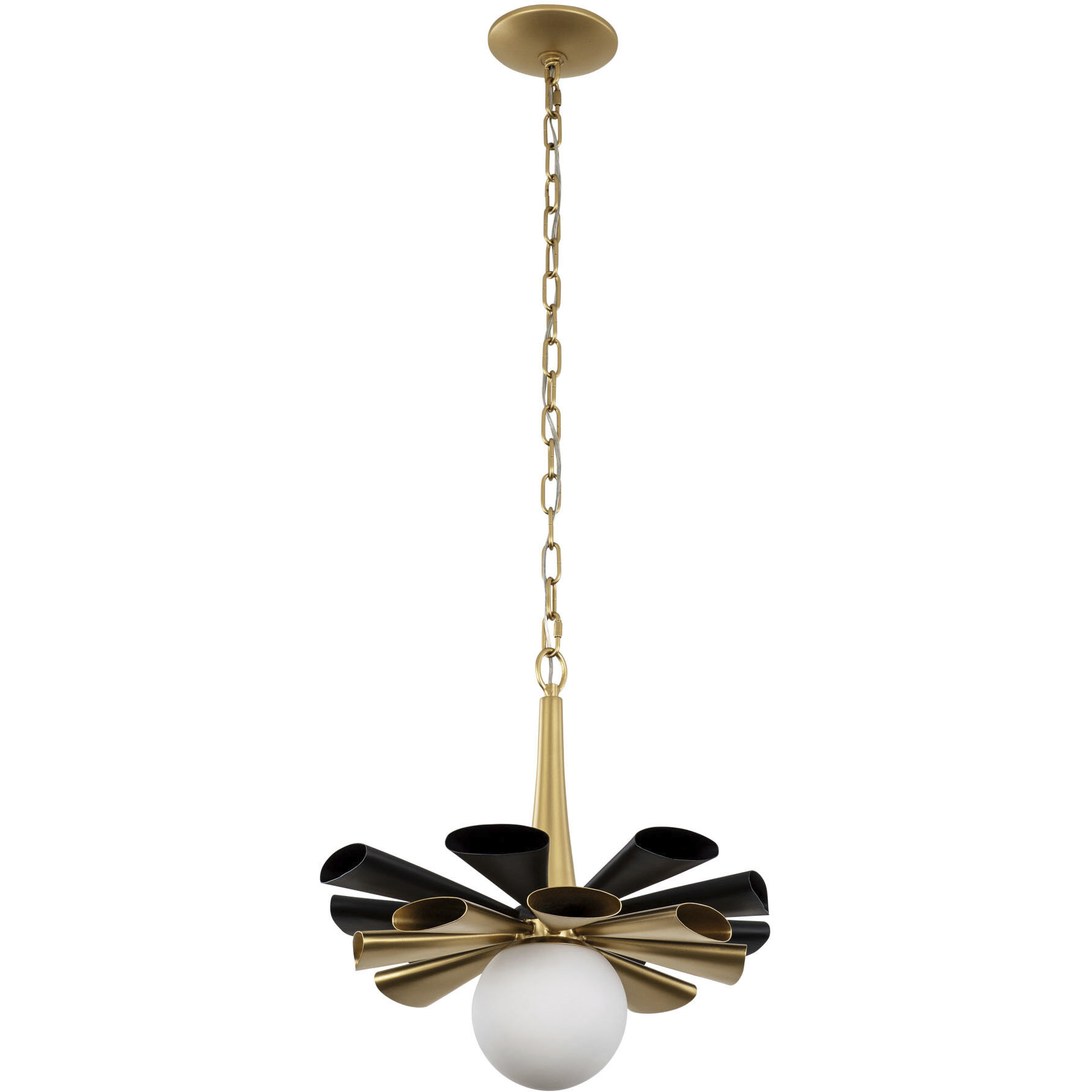 Daphne 1 Light 18.5 inch Matte Black with French Gold Pendant Ceiling Light