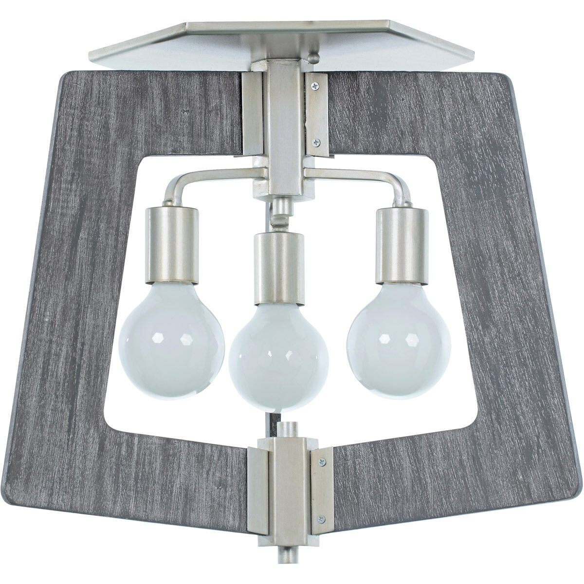 Lofty 3 Light 18.5 inch Silverado and Gray Flush Mount Ceiling Light in Silverado/Grey Wood