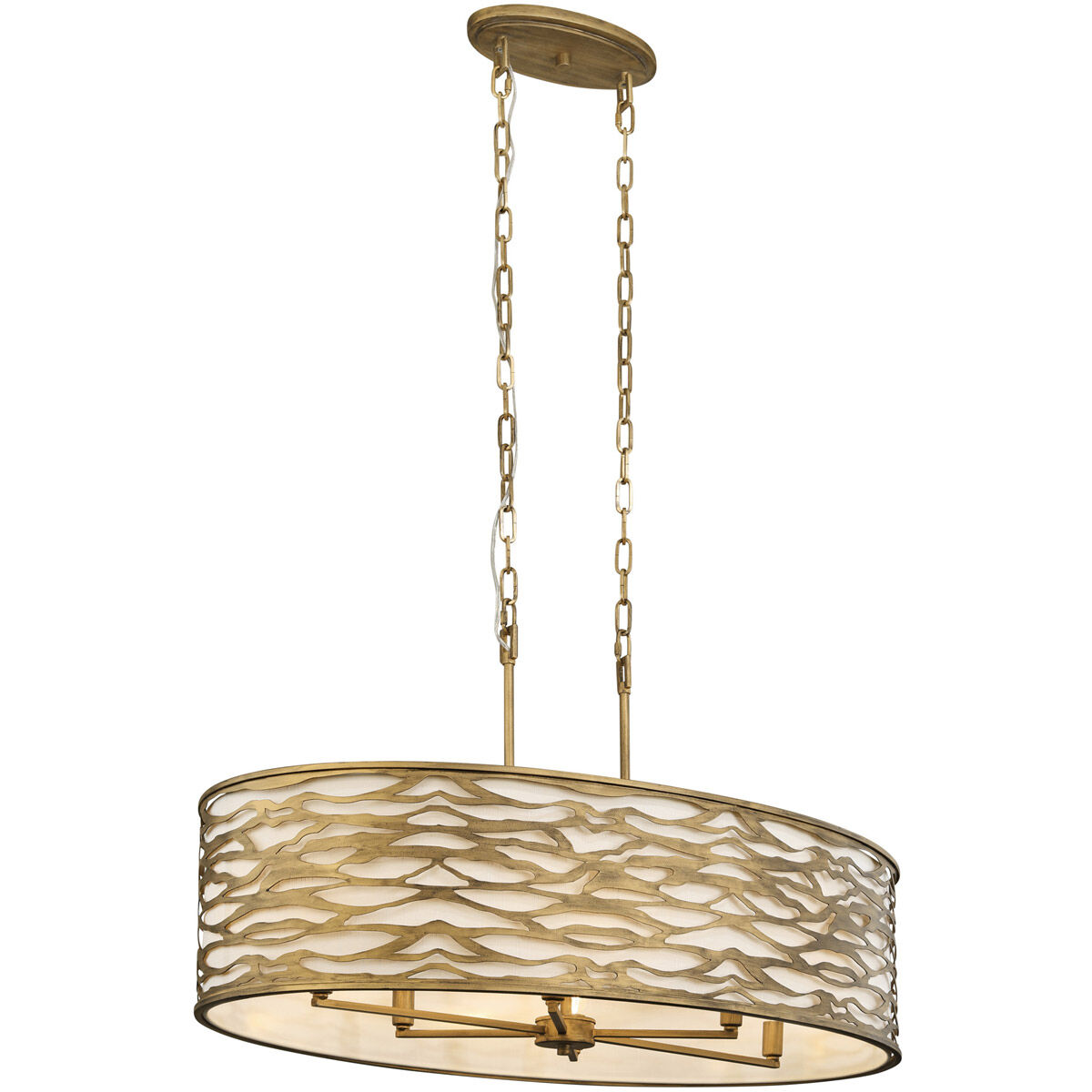 Kato 6 Light 36 inch Gold Pendant Ceiling Light in Havana Gold