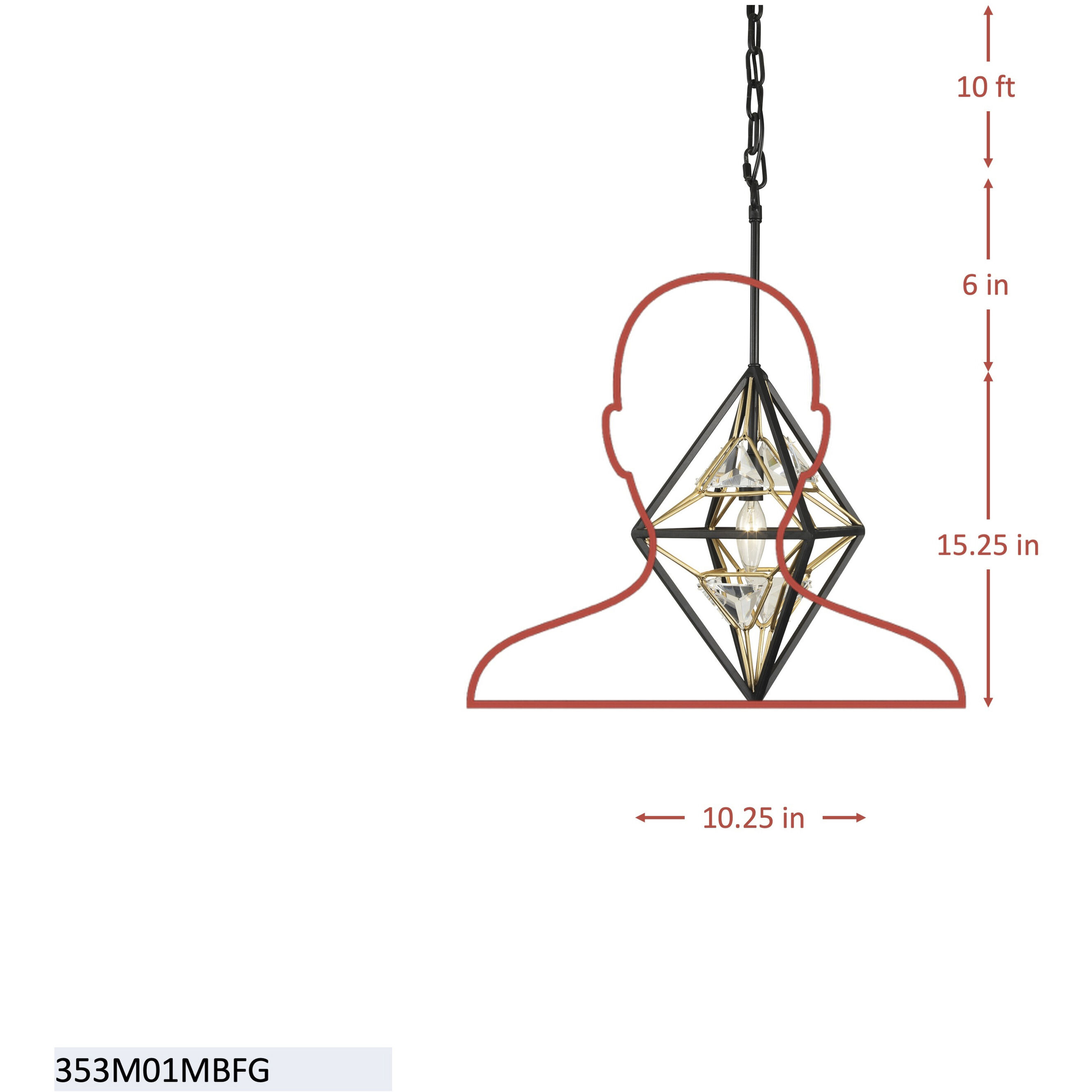 Marcia 1 Light 10.25 inch Matte Black and French Gold Mini Pendant Ceiling Light