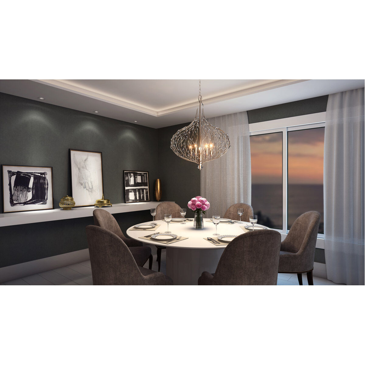 Bask 6 Light 26.5 inch Gold Dust Pendant Ceiling Light