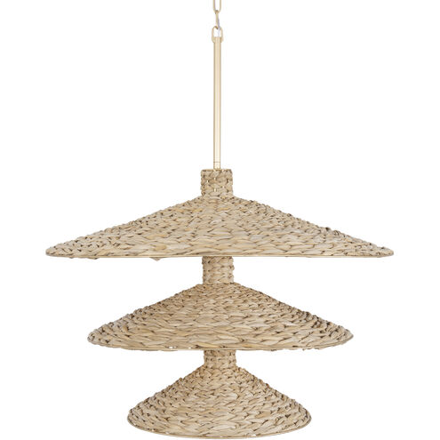 Hilton Head 15 Light 34.25 inch French Gold with Natural Seagrass Pendant Ceiling Light