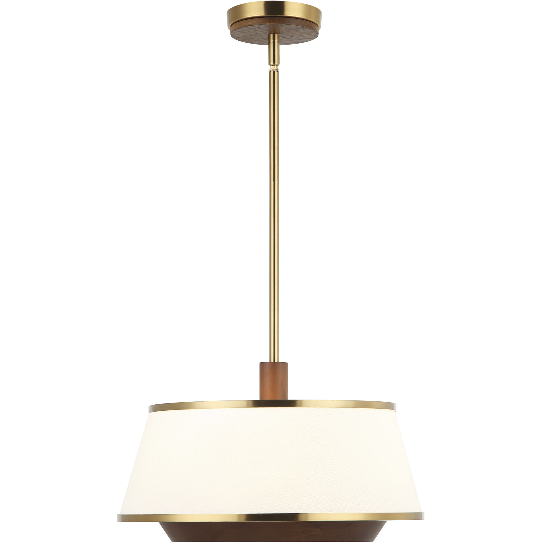 Desert Flyer 3 Light 16 inch Satin Brass with Medium Walnut Pendant Ceiling Light, Semi-Flush Convertible