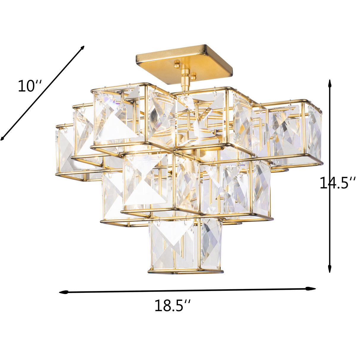 Cubic 5 Light 18.5 inch Calypso Gold Semi-Flush Ceiling Light