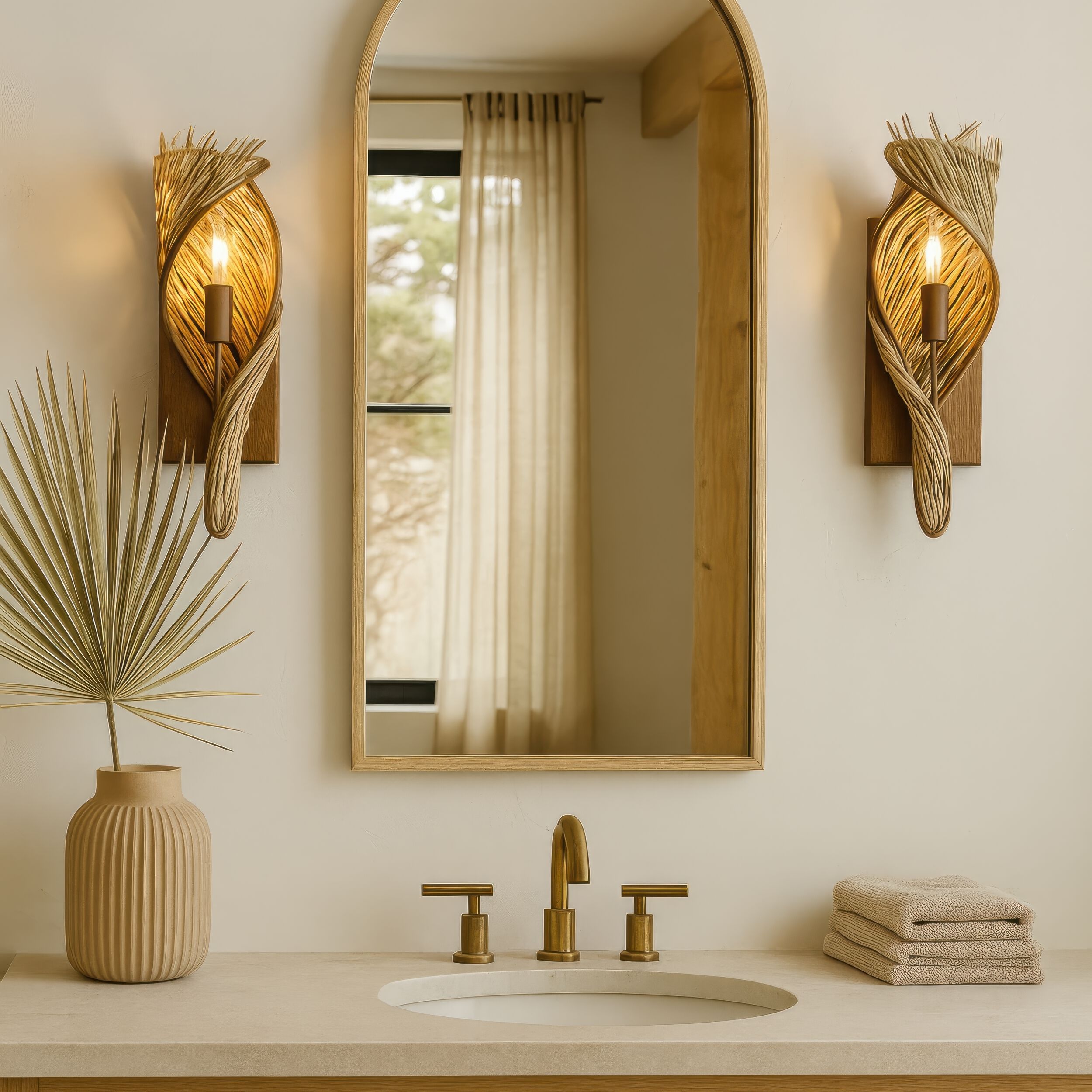 Flow 1 Light 5.5 inch Baguette and Natural Rattan Left Sconce Wall Light, Smithsonian Collaboration