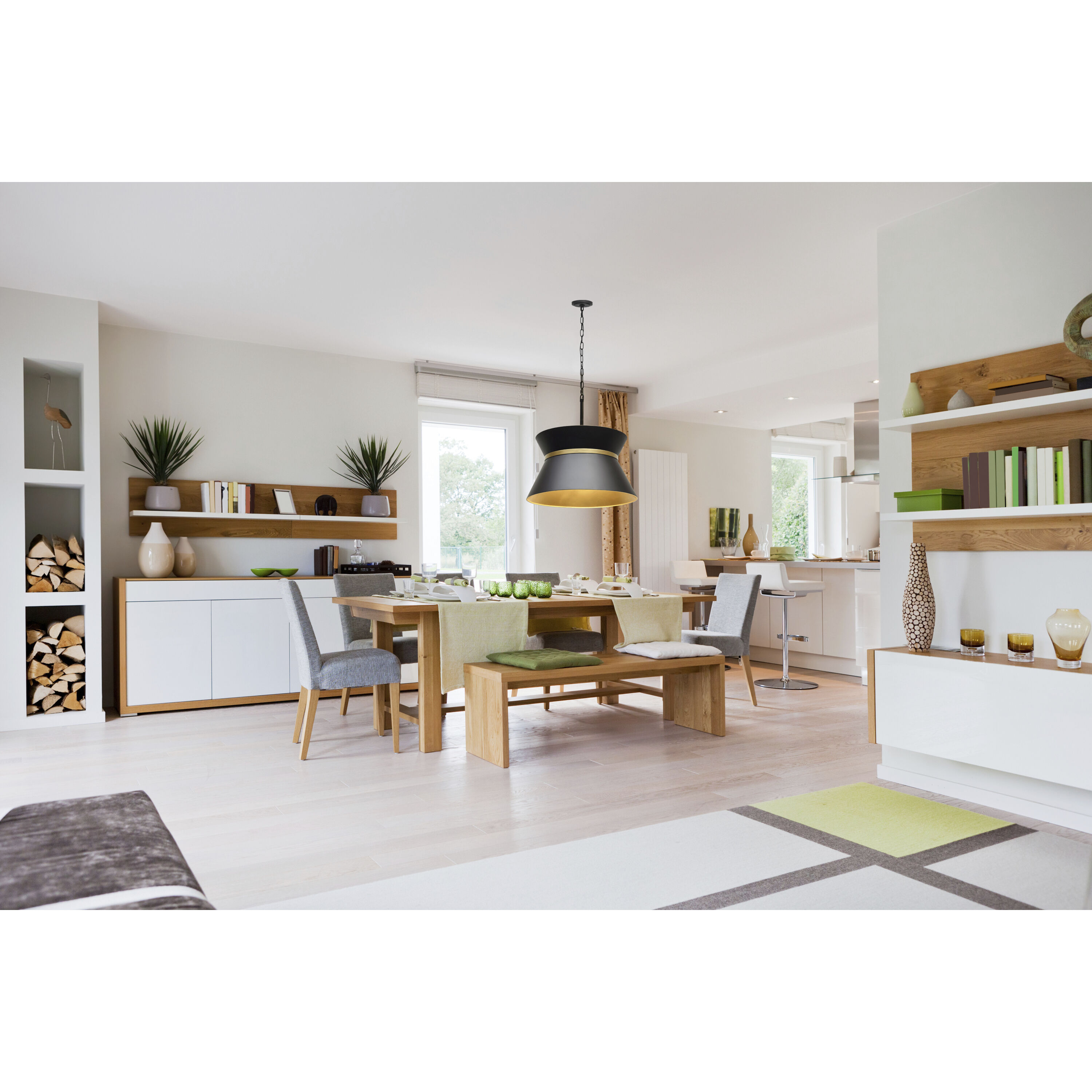 Mad Hatter 4 Light 24 inch Matte Black and French Gold Pendant Ceiling Light