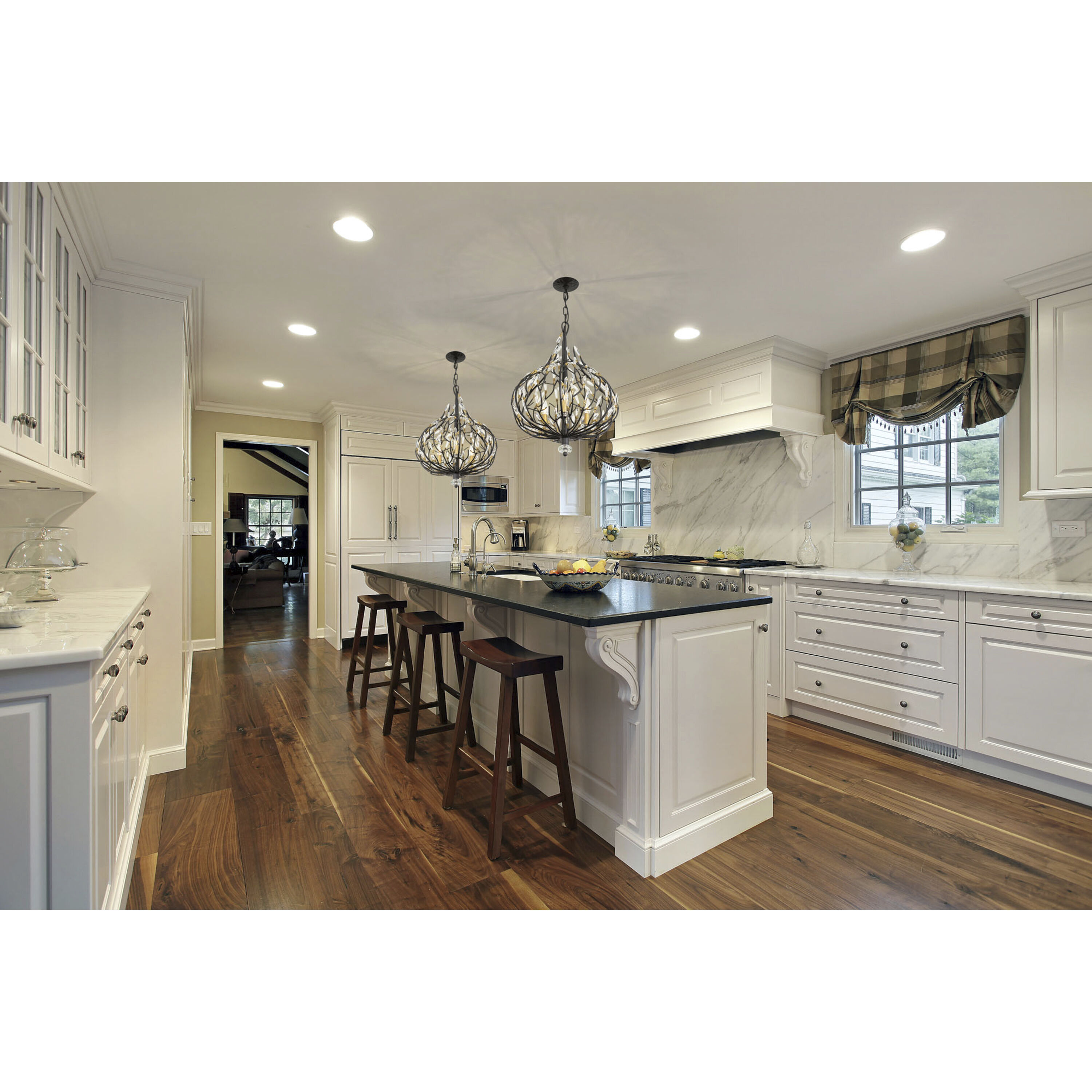 Bask 3 Light 18 inch Matte Black and French Gold Pendant Ceiling Light