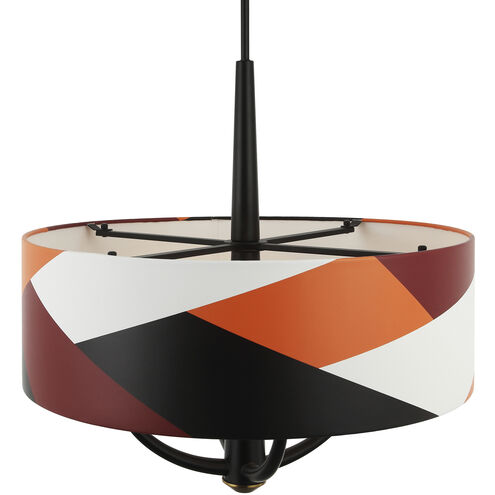 Patchwork 4 Light 24 inch Black with Satin Brass with Patchwork Pendant Ceiling Light