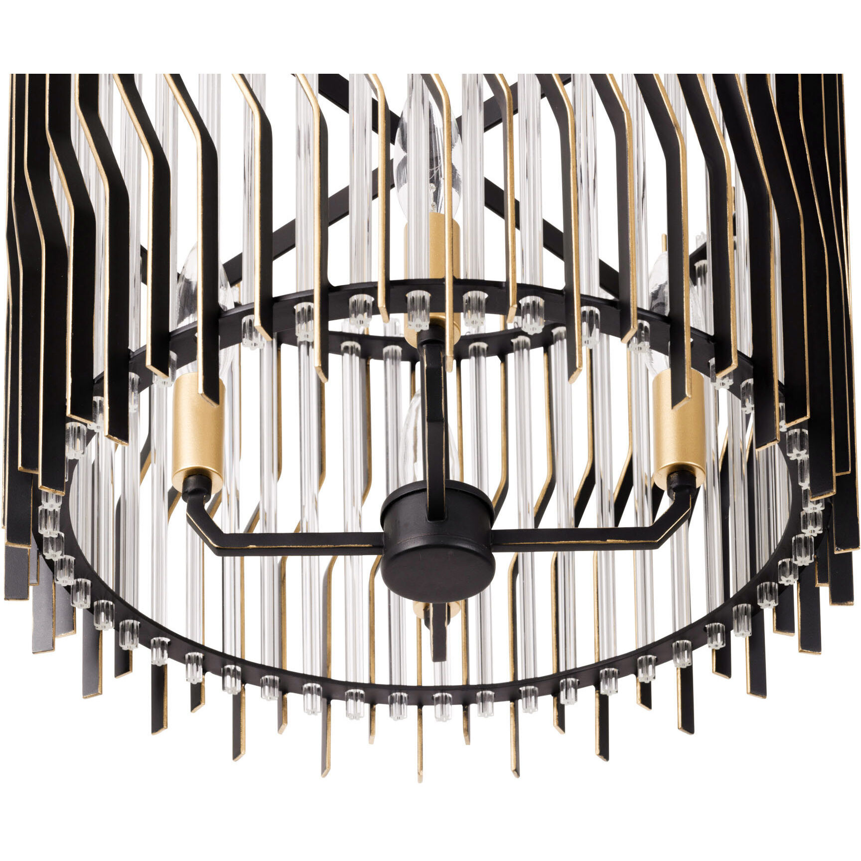Park Row 4 Light 16 inch Matte Black and French Gold Semi-Flush Ceiling Light, Smithsonian Collaboration