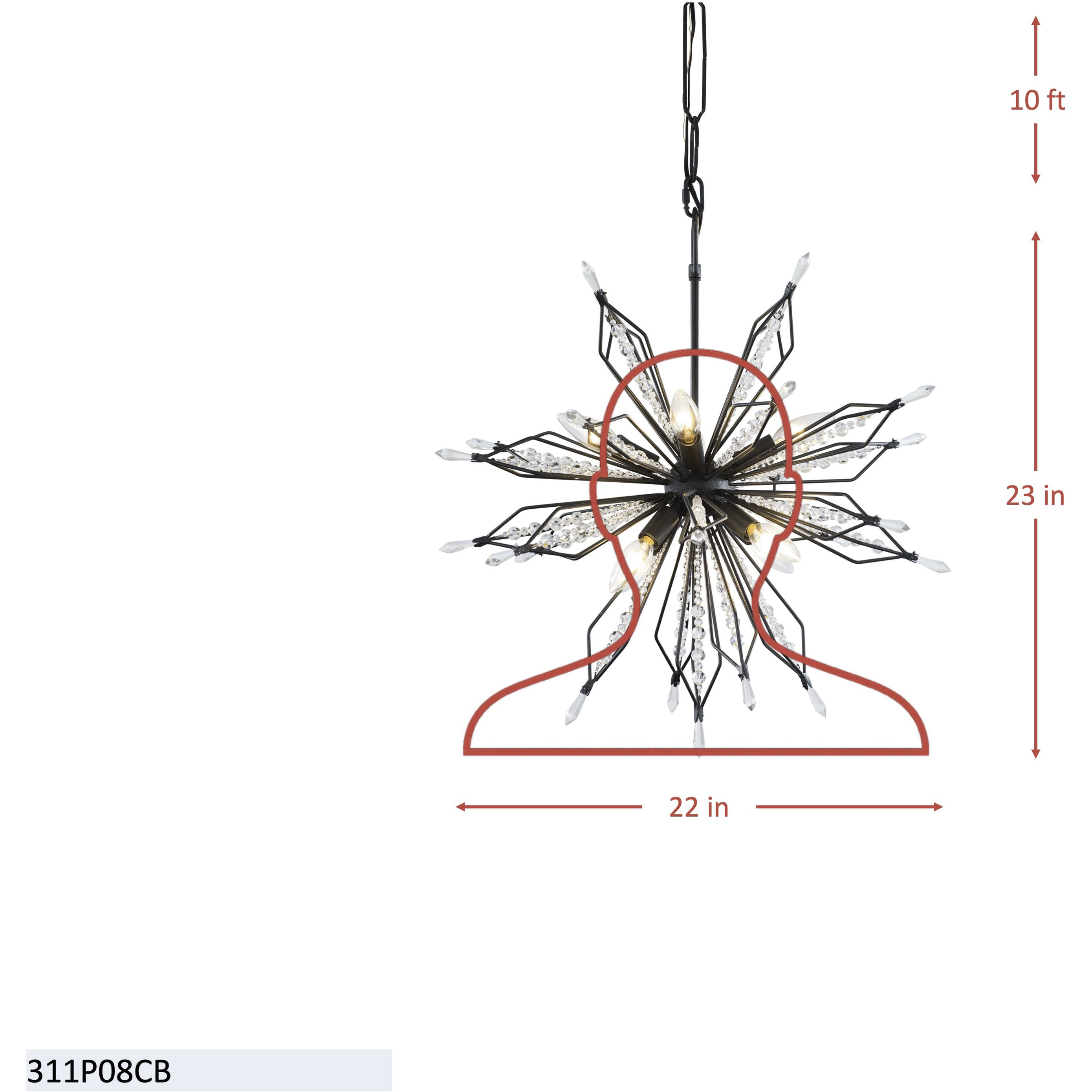 Orbital 8 Light 22 inch Carbon Pendant Ceiling Light