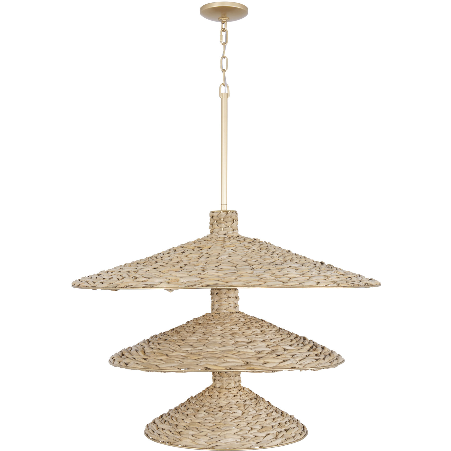 Hilton Head 15 Light 34.25 inch French Gold with Natural Seagrass Pendant Ceiling Light