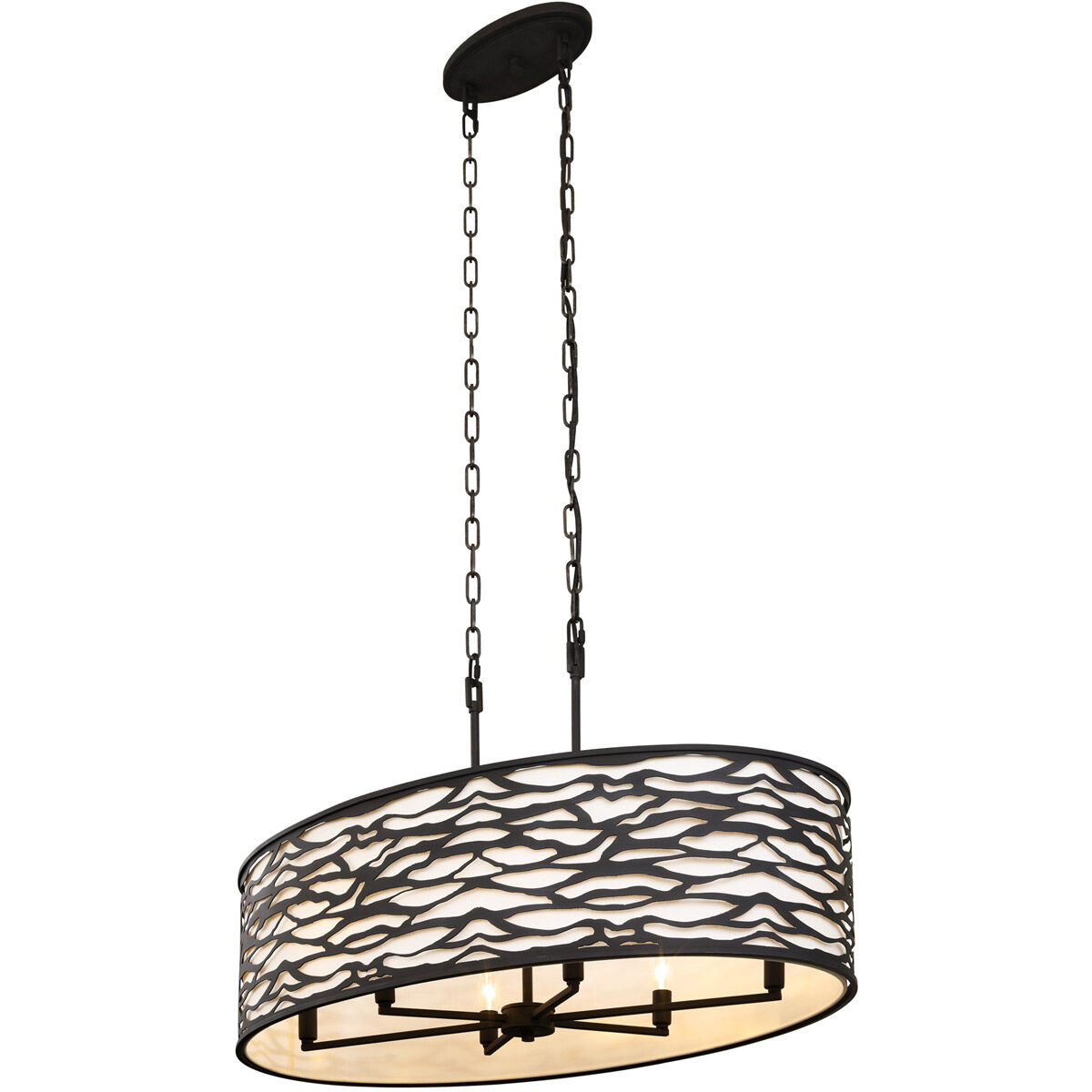 Kato 6 Light 36 inch Black Pendant Ceiling Light in Carbon