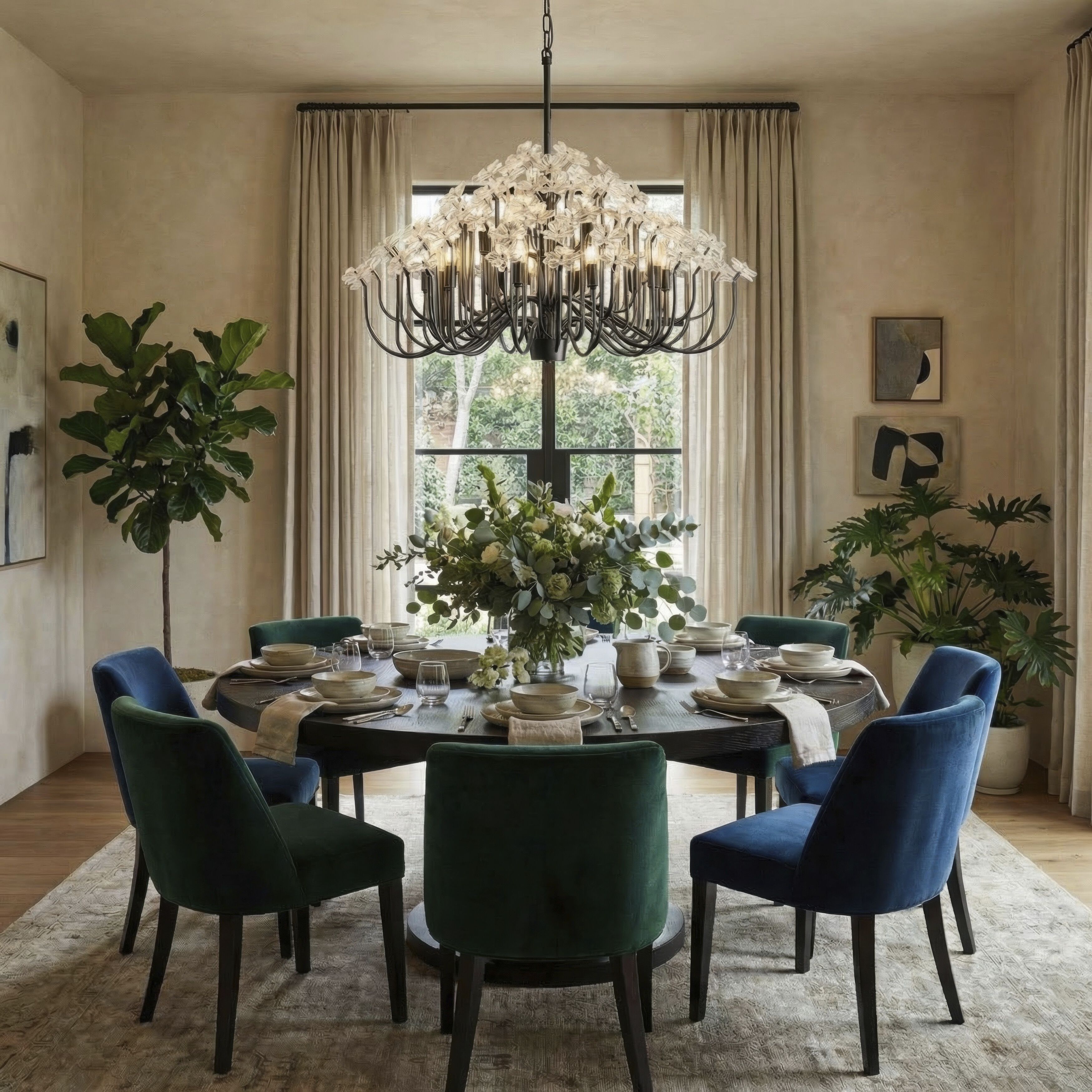 Wildflower 15 Light 40 inch Matte Black Chandelier Ceiling Light, Smithsonian Collaboration