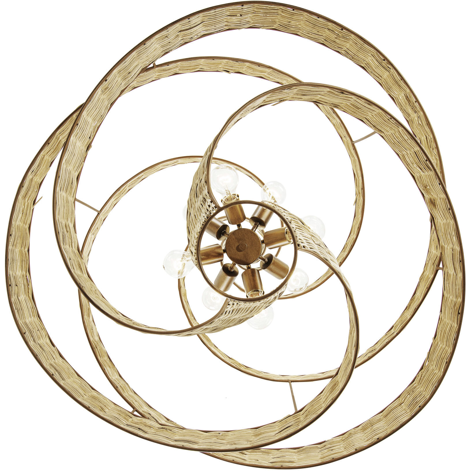 Flow 8 Light 36 inch Baguette and Natural Rattan Pendant Ceiling Light in Baguette/Natural Rattan, Smithsonian Collaboration