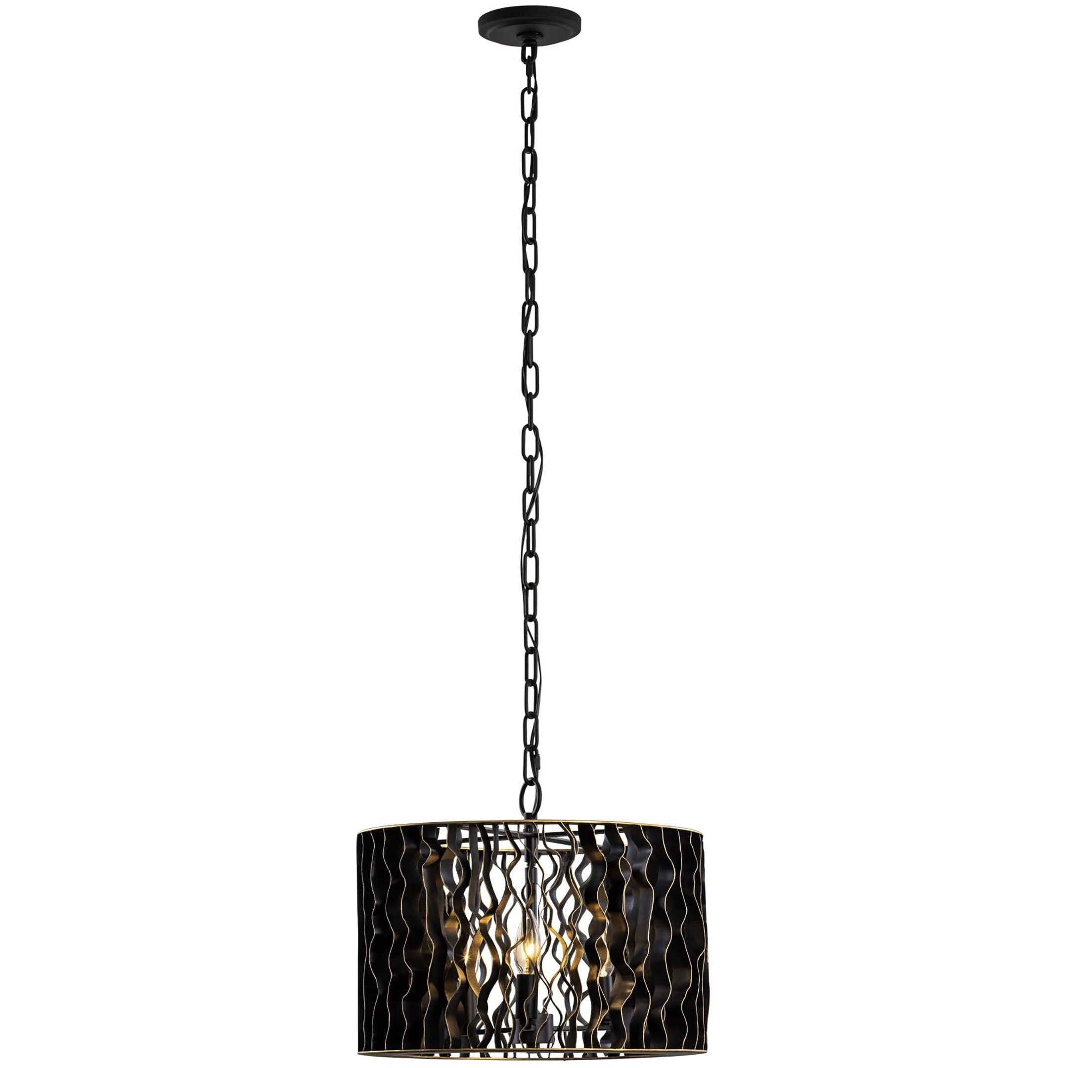 Estela 3 Light 16 inch Matte Black Pendant Ceiling Light, Smithsonian Collaboration