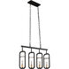 Bar None 4 Light 26 inch Aged Gold and Rustic Bronze Linear Pendant Ceiling Light