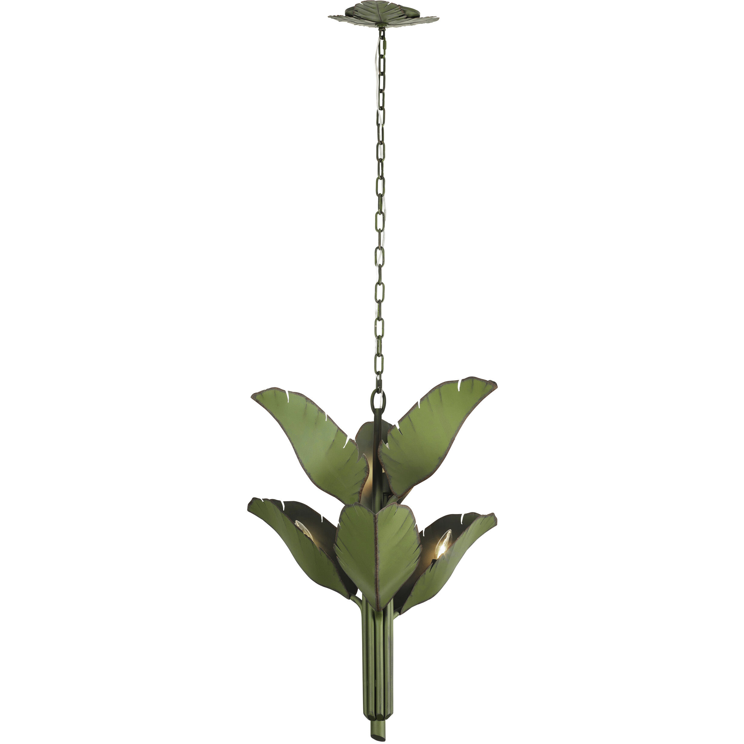 Banana Leaf 6 Light 25 inch Banana Leaf Chandelier Ceiling Light in Natural Green
