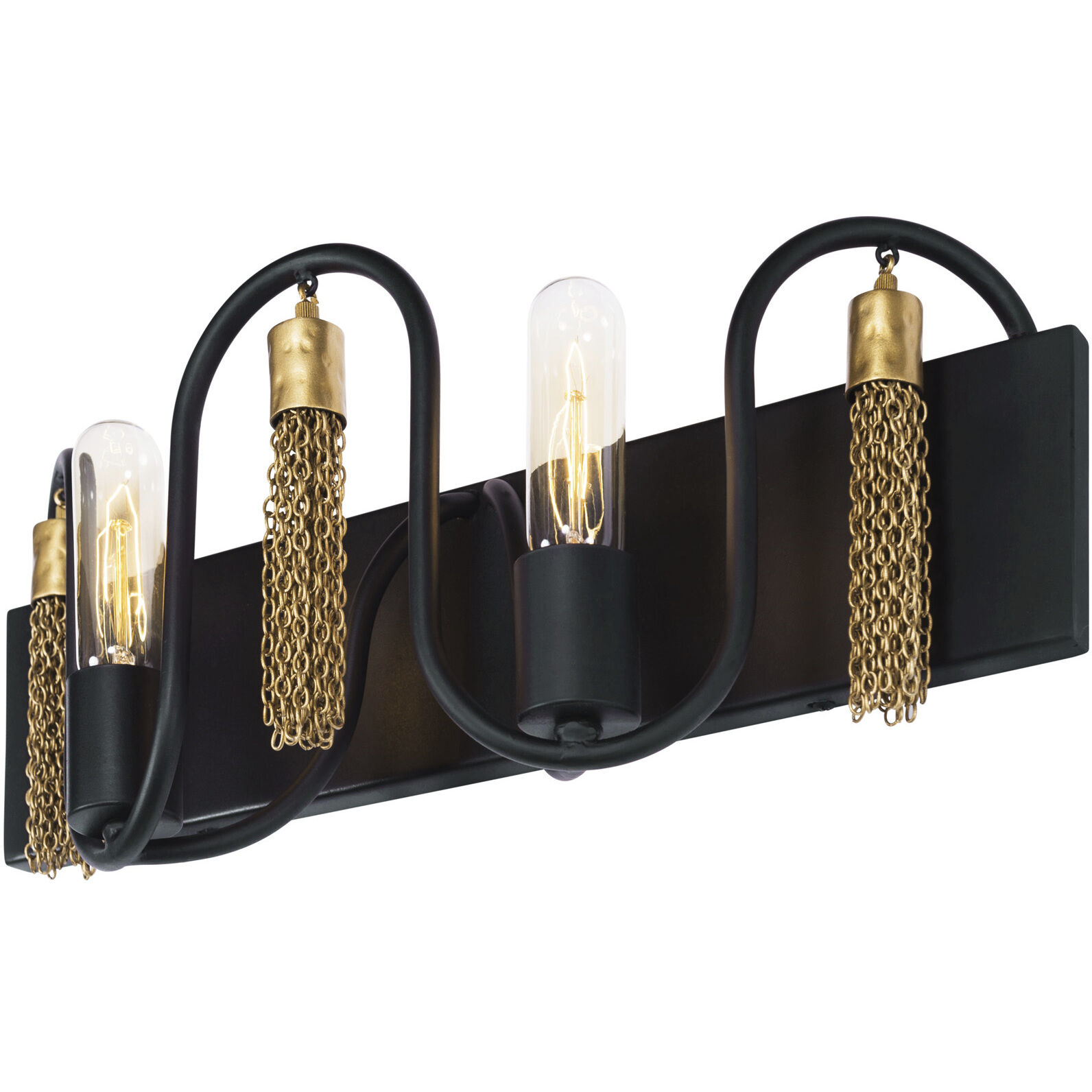 Darden 2 Light 19 inch Matte Black/Antique Gold Bath Vanity Light Wall Light