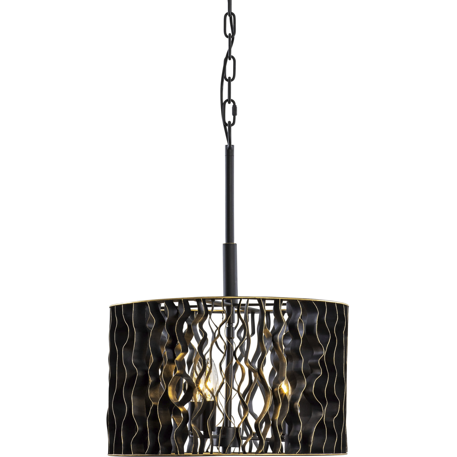 Estela 3 Light 16 inch Matte Black and French Gold Pendant Ceiling Light, Semi-Flush Convertible, Smithsonian Collaboration