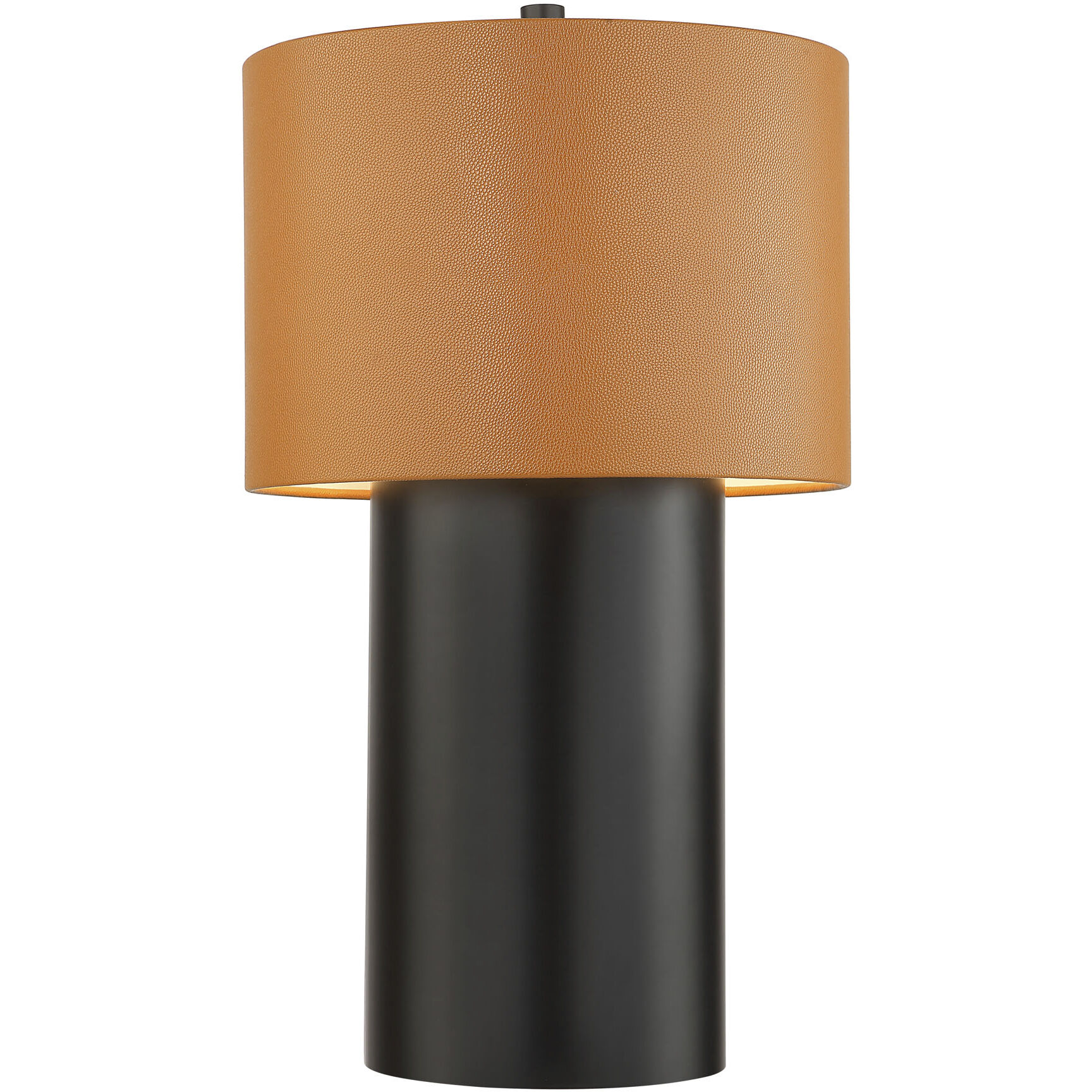 Secret Agent 28 inch 14 watt Black and Camel Leather Table Lamp Portable Light