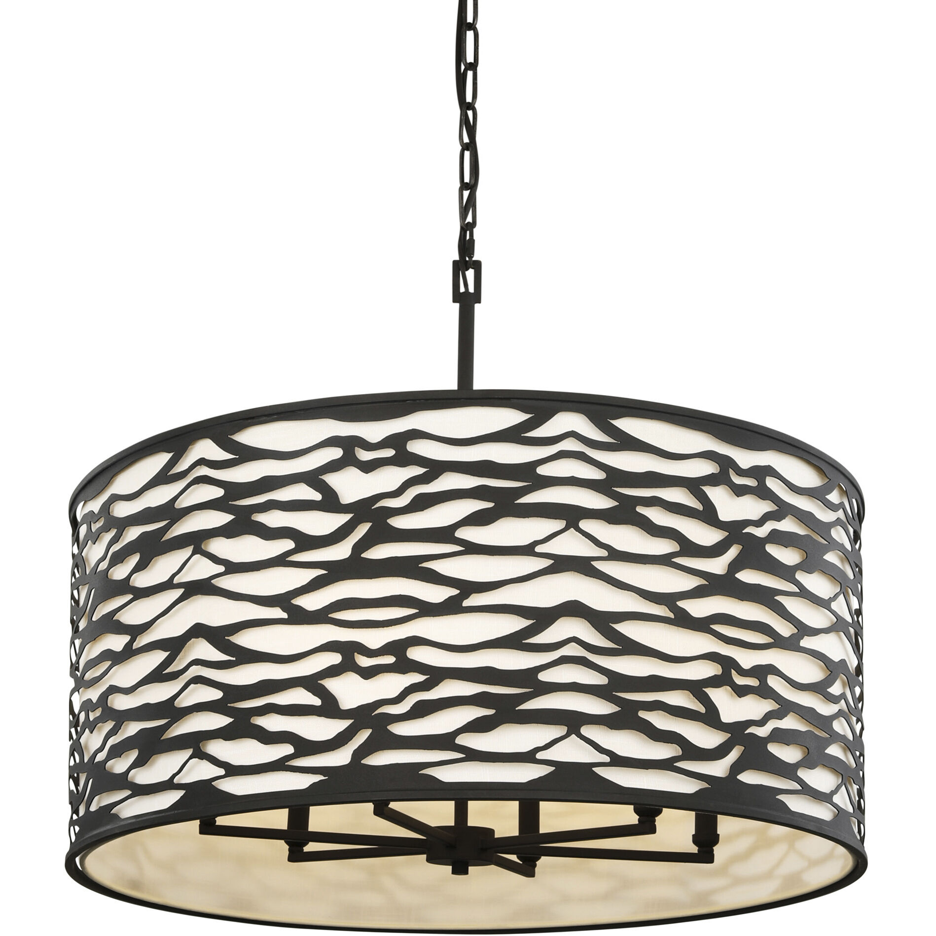 Kato 6 Light 30 inch Black Pendant Ceiling Light in Carbon