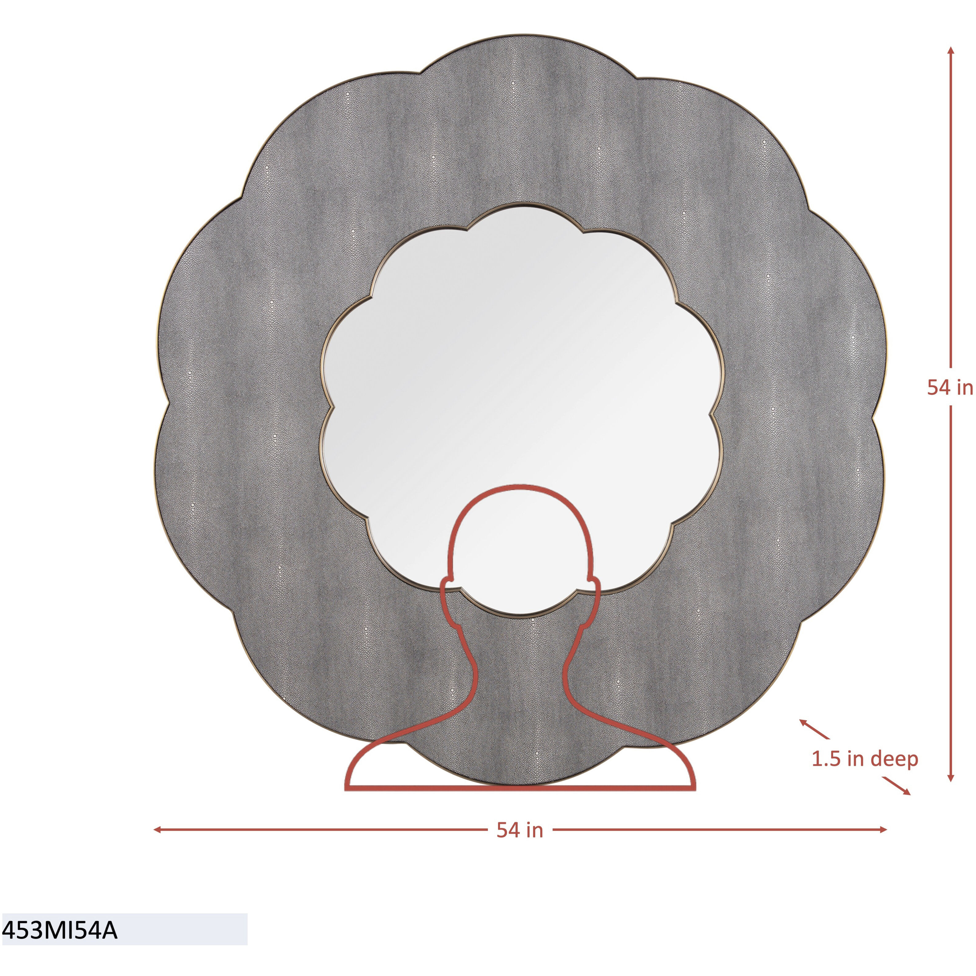 Scallop 54 X 54 inch Gray Shagreen with Weathered Brass Wall Mirror, Varaluz Casa
