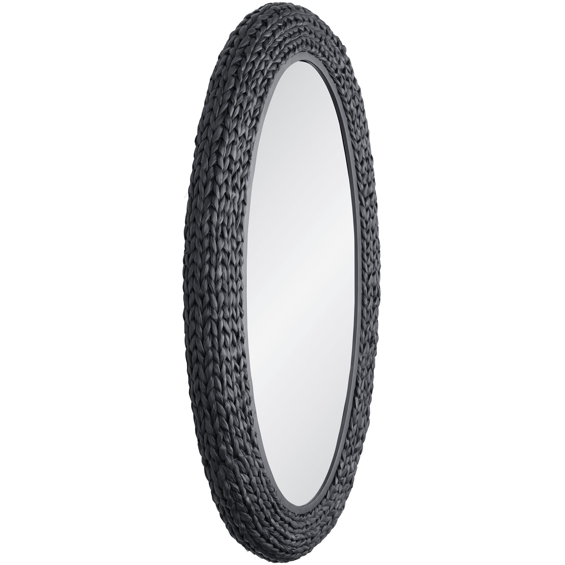 Athena 40.25 X 24.25 inch Matte Black with Black Seagrass Wall Mirror