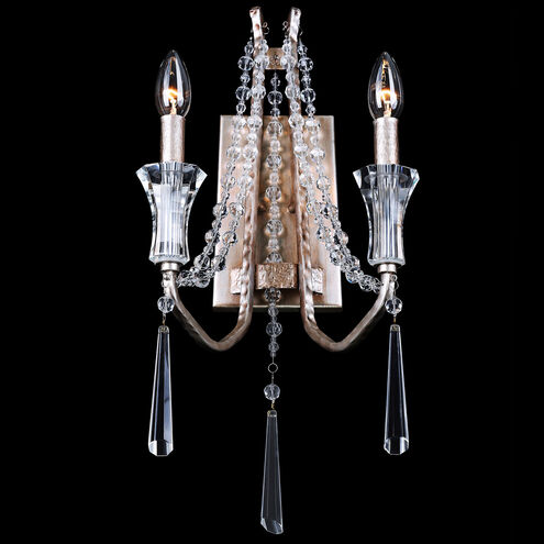 Barcelona 2 Light 11 inch Transcend Silver Wall Sconce Wall Light, Optic Crystal