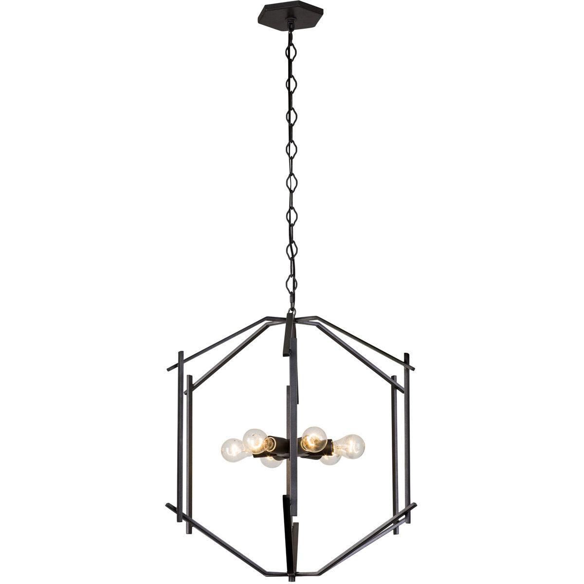 Offset 6 Light 24 inch Forged Iron Pendant Ceiling Light