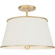 Coco 4 Light 16 inch Matte White/French Gold Semi-Flush Ceiling Light