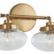 Harrow 2 Light 12.88 inch Aged Brass Bath Vanity Wall Light, Luz Studio