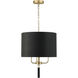 Secret Agent 3 Light 18 inch Gold and Black Leather Pendant Ceiling Light