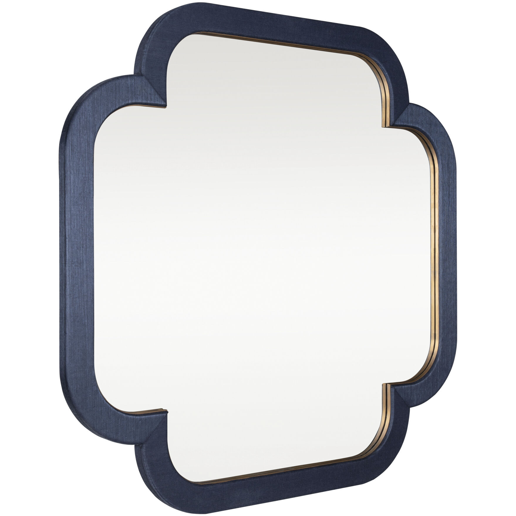 Swiss 50 X 50 inch Dark Blue Grasscloth with Weathered Brass Wall Mirror, Varaluz Casa
