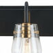 Bromyard 3 Light 25.8 inch Matte Black and Aged Brass Bath Vanity Wall Light, Luz Studio