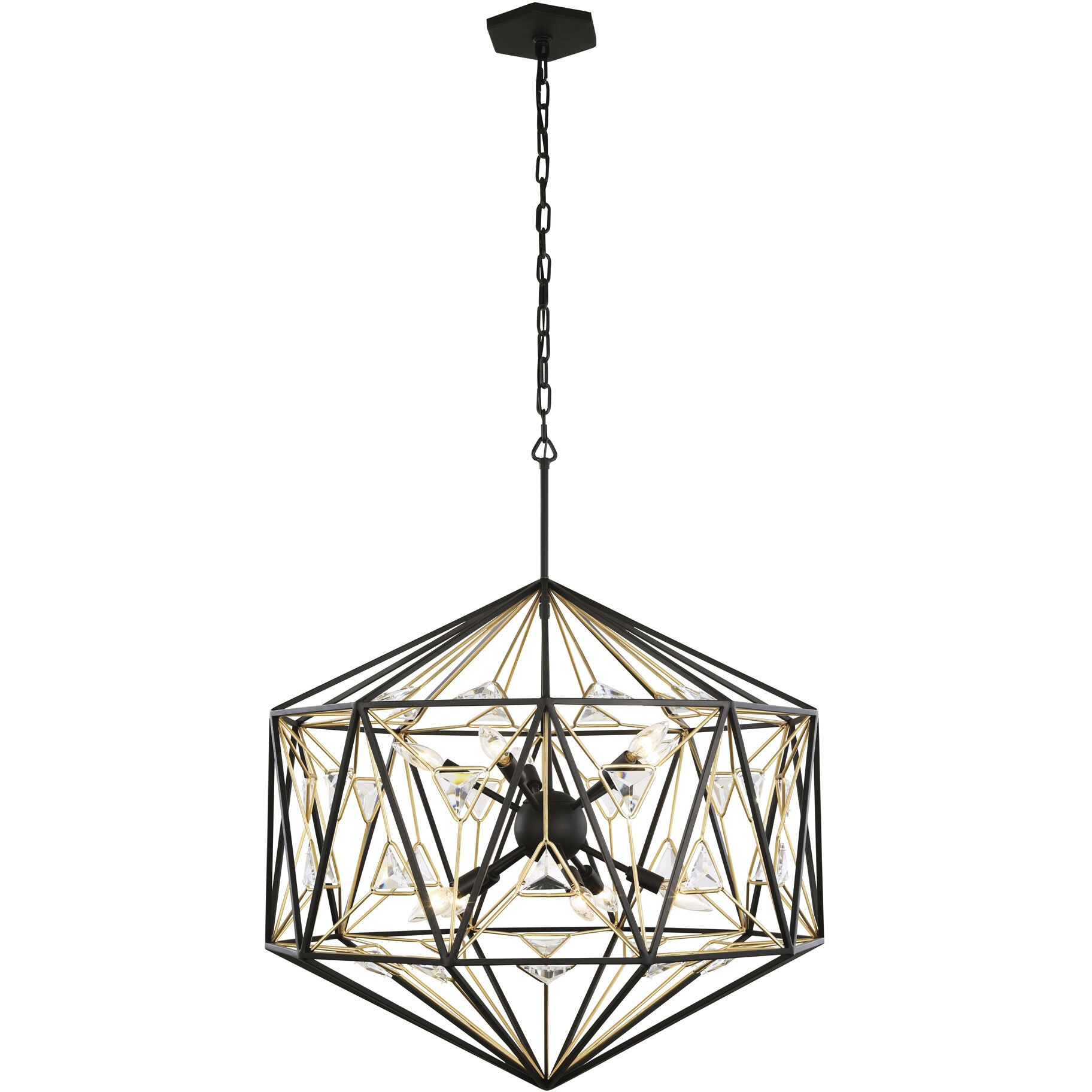Marcia 10 Light 30 inch Matte Black and French Gold Pendant Ceiling Light