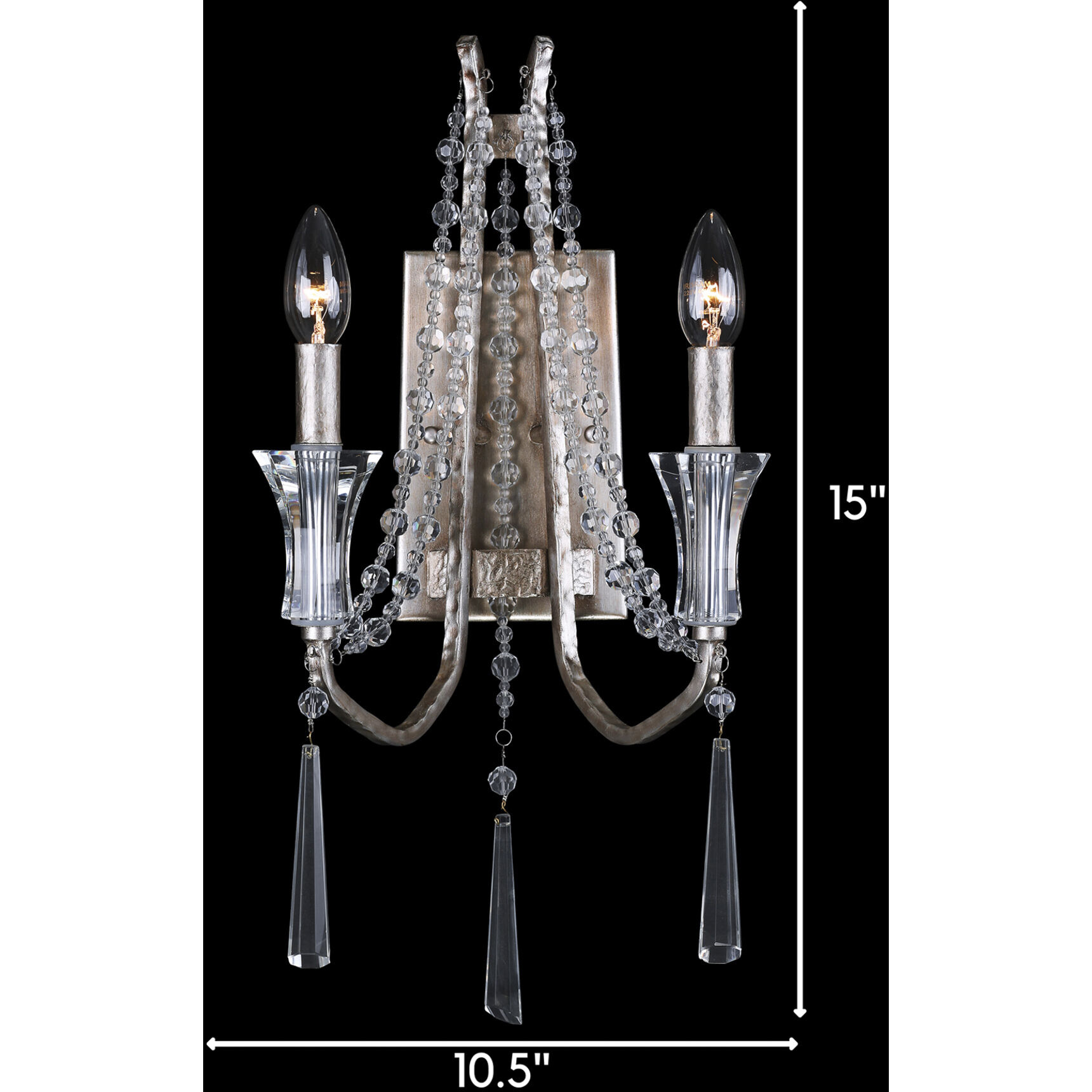Barcelona 2 Light 10.5 inch Transcend Silver Wall Sconce Wall Light