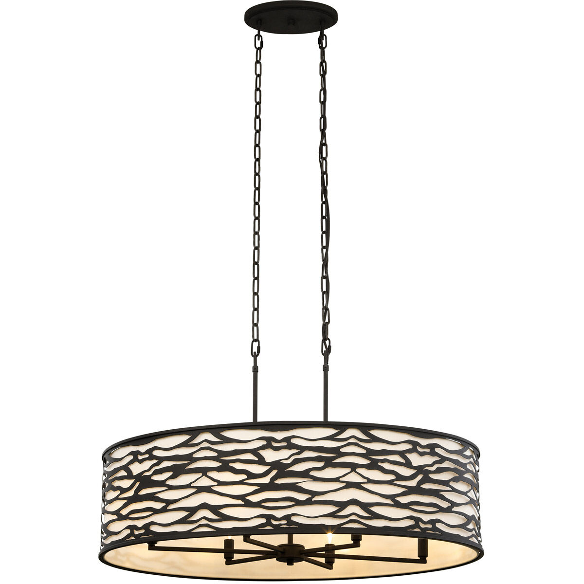 Kato 6 Light 36 inch Black Pendant Ceiling Light in Carbon