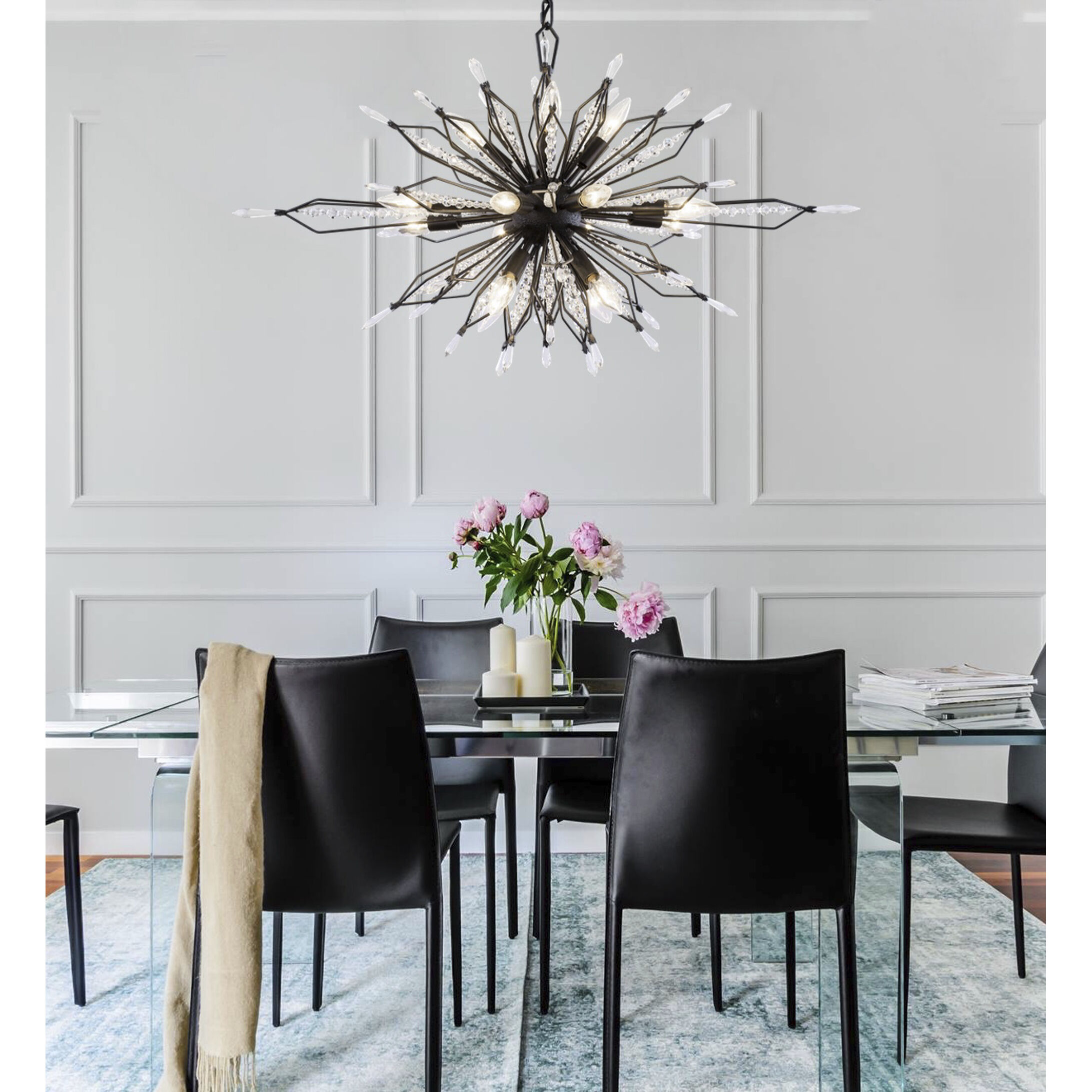 Orbital 16 Light 36 inch Carbon Linear Pendant Ceiling Light