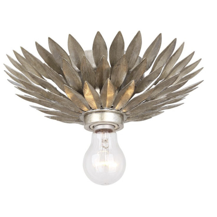 Broche 1 Light 11 inch Antique Silver Flush Ceiling Light